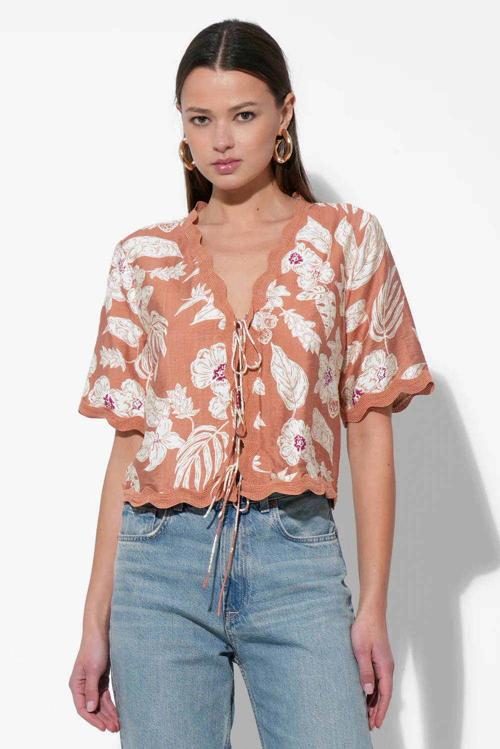 Karina Printed Top with Mini Front Ties - Image 4