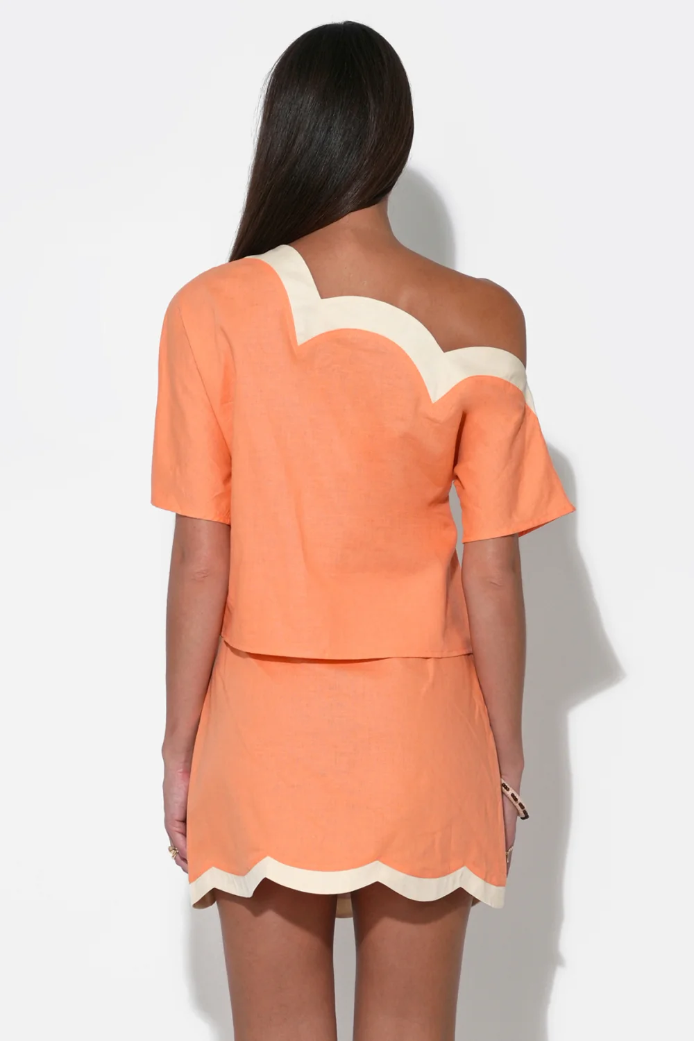 Kennedy Scalloped Linen Wrap Mini Skirt - Image 5