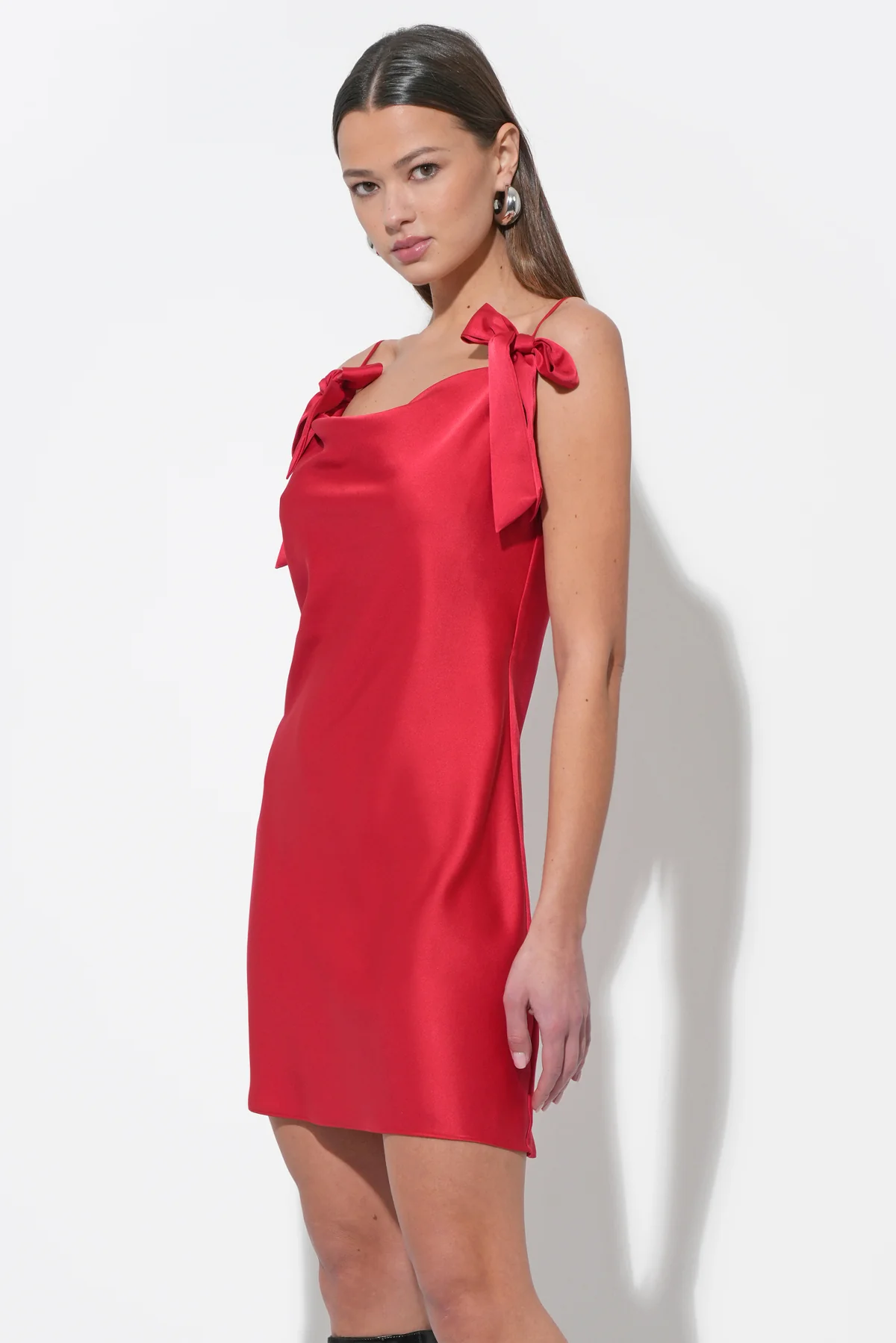 Kia Satin Mini Dress with Bows - Image 3