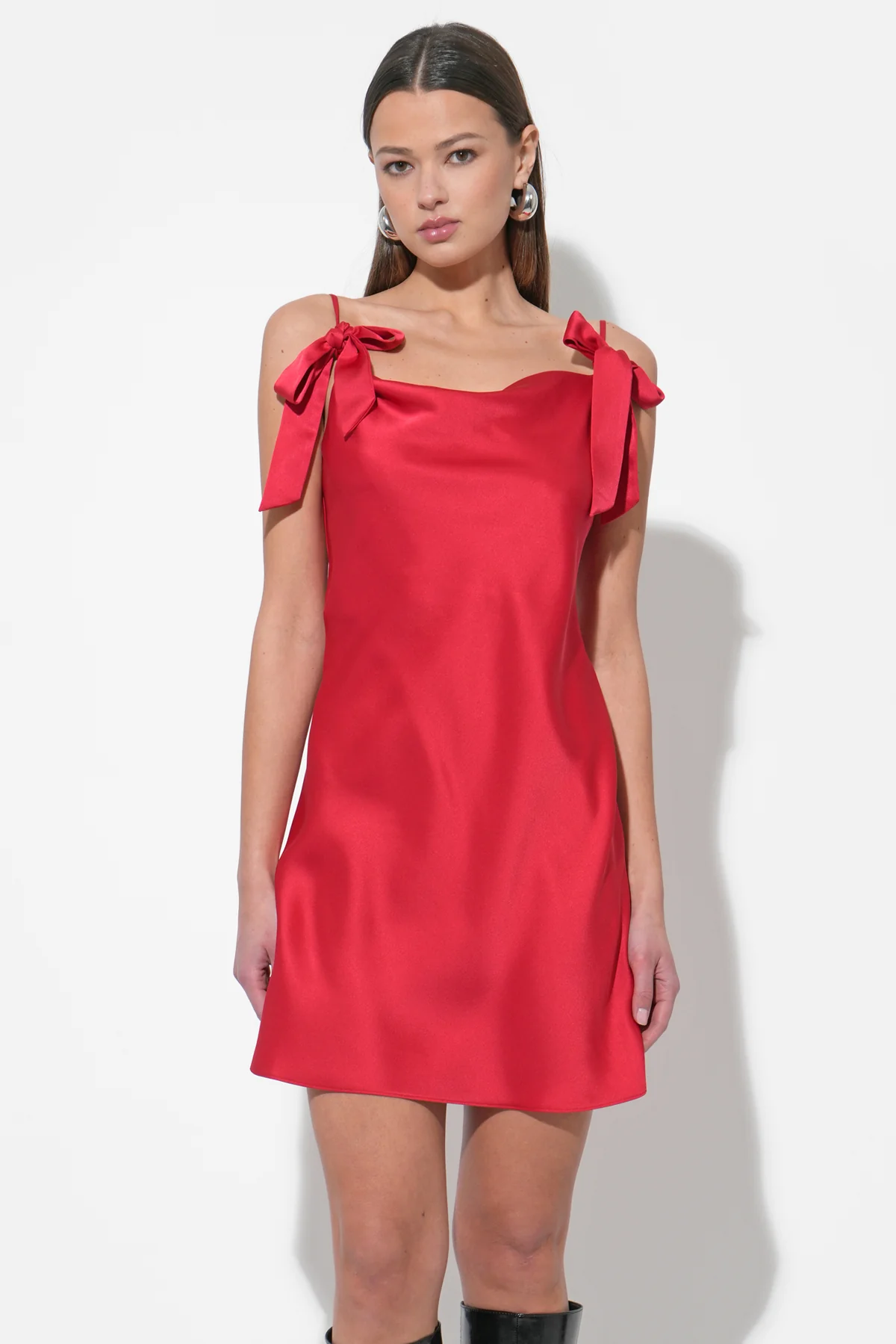 Kia Satin Mini Dress with Bows - Image 4
