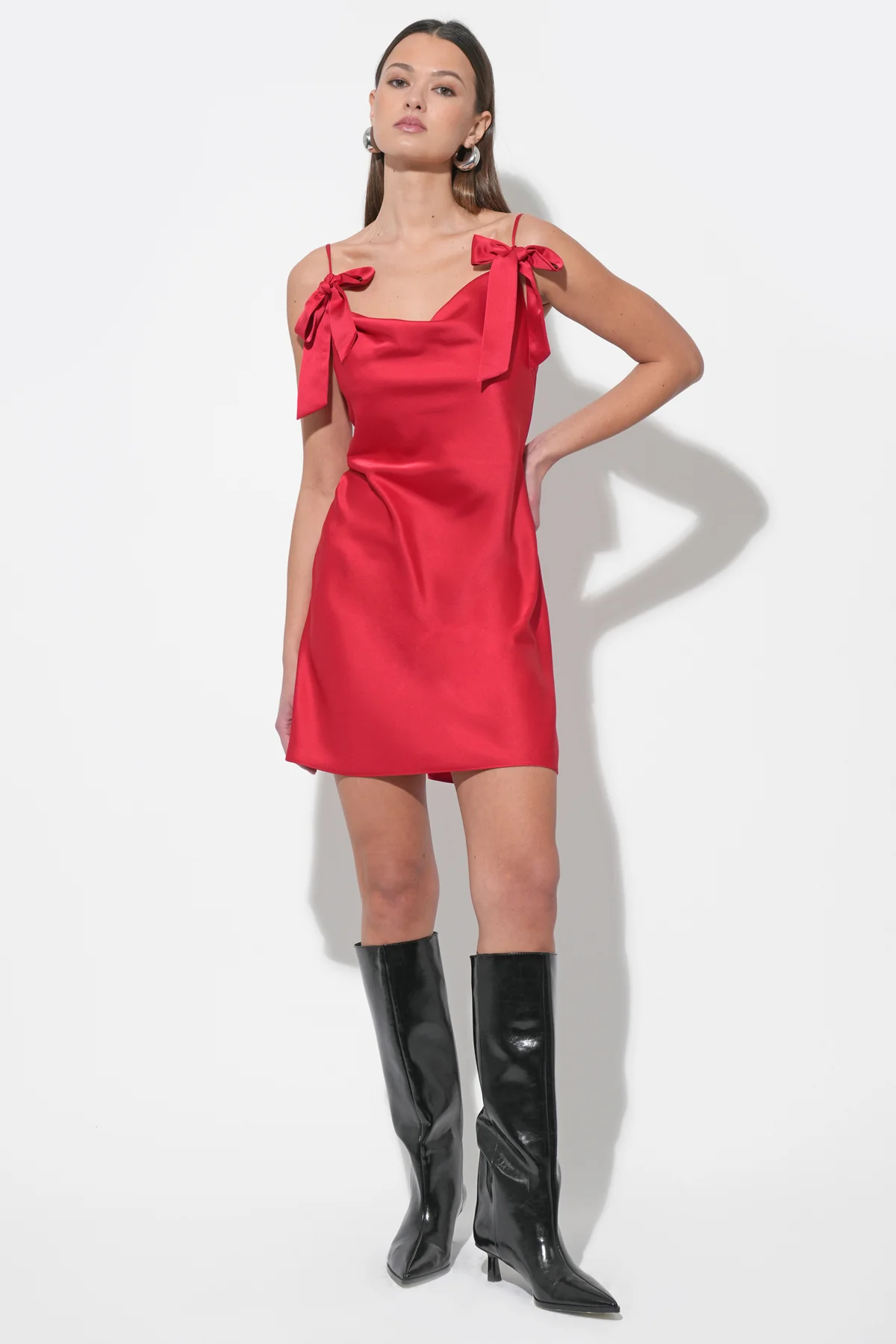 Kia Satin Mini Dress with Bows - Image 6