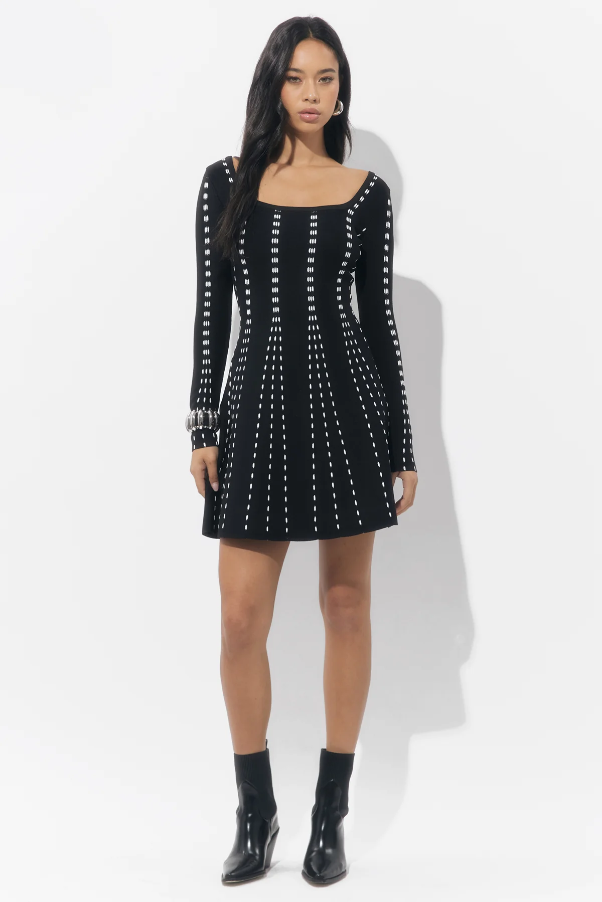 Kira Square Neck Stripe Sweater Mini Dress