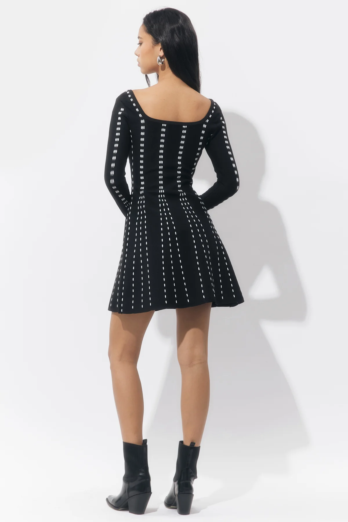 Kira Square Neck Stripe Sweater Mini Dress - Image 2