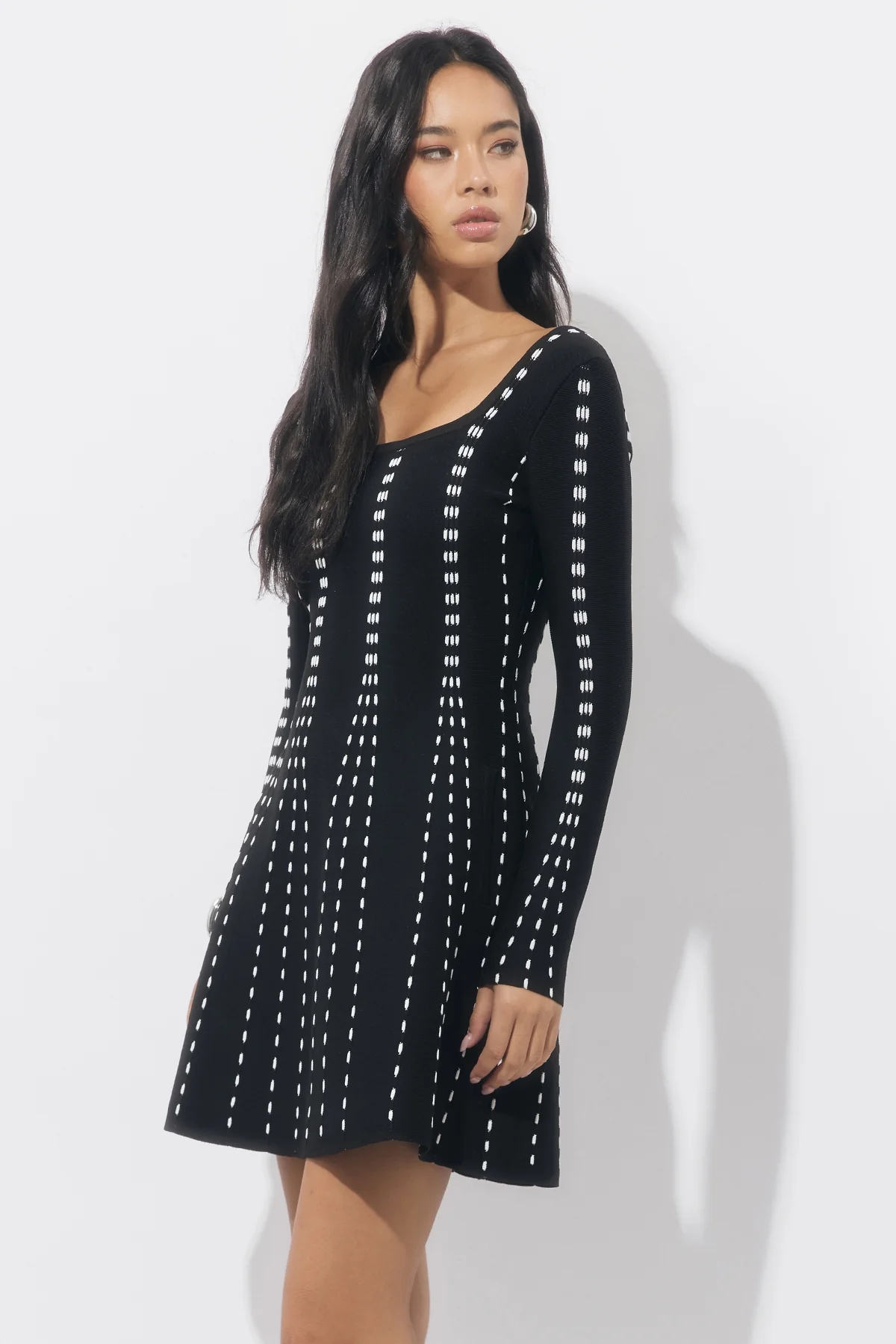 Kira Square Neck Stripe Sweater Mini Dress - Image 5