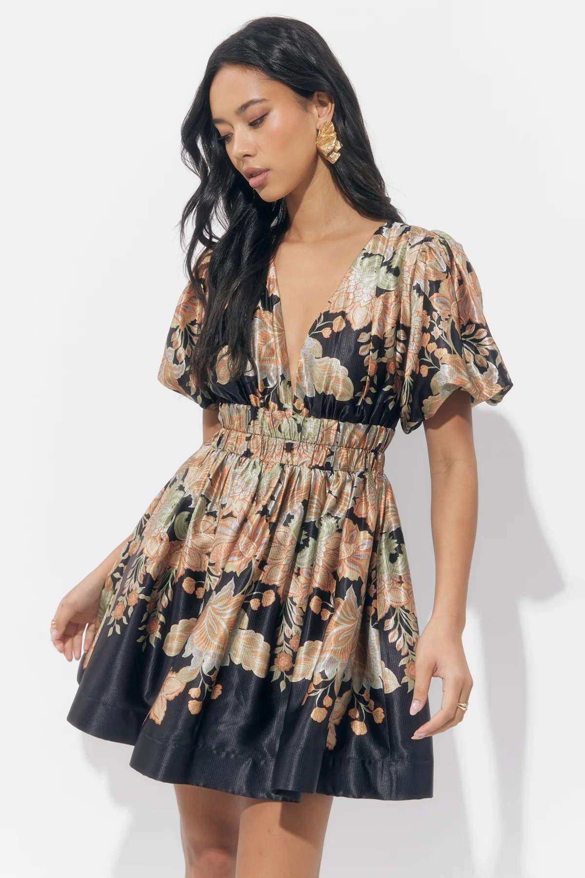 Koi Border Printed Mini Fit and Flare Dress - Image 3
