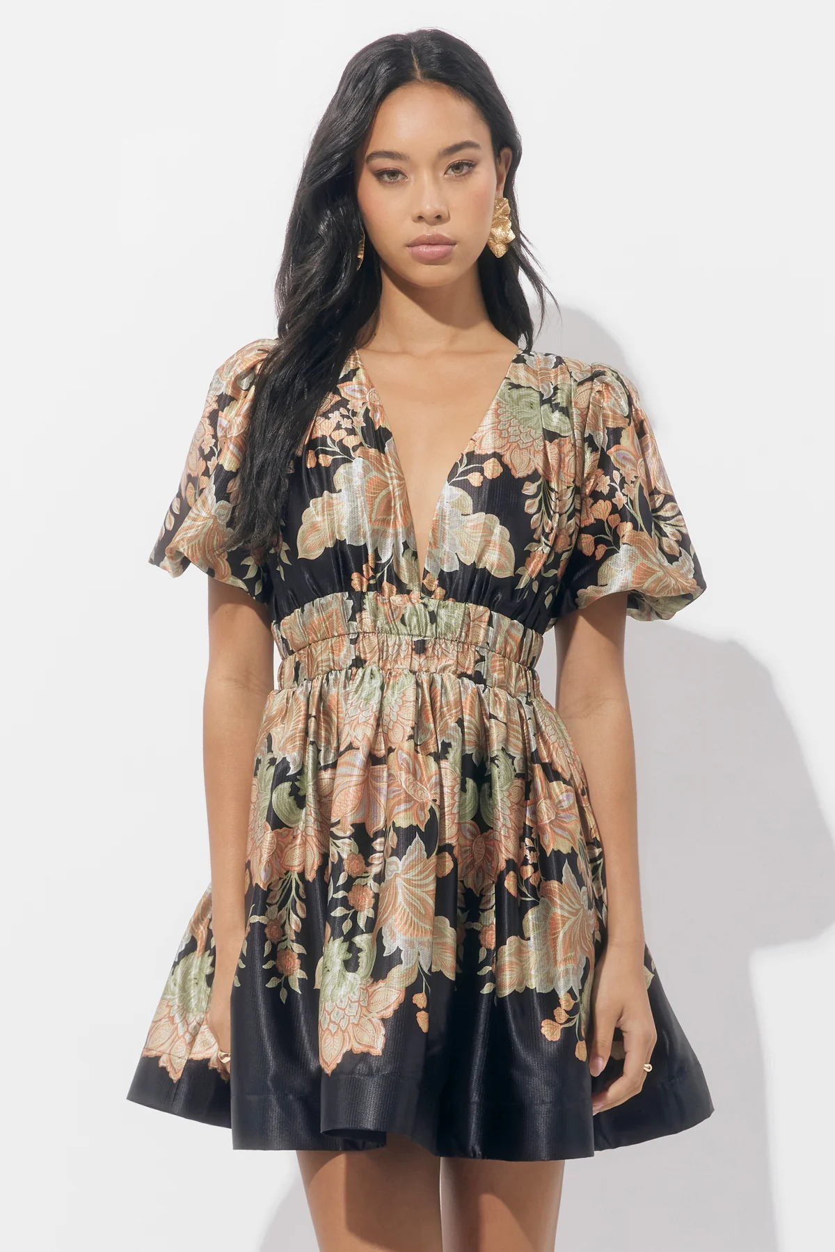 Koi Border Printed Mini Fit and Flare Dress - Image 5
