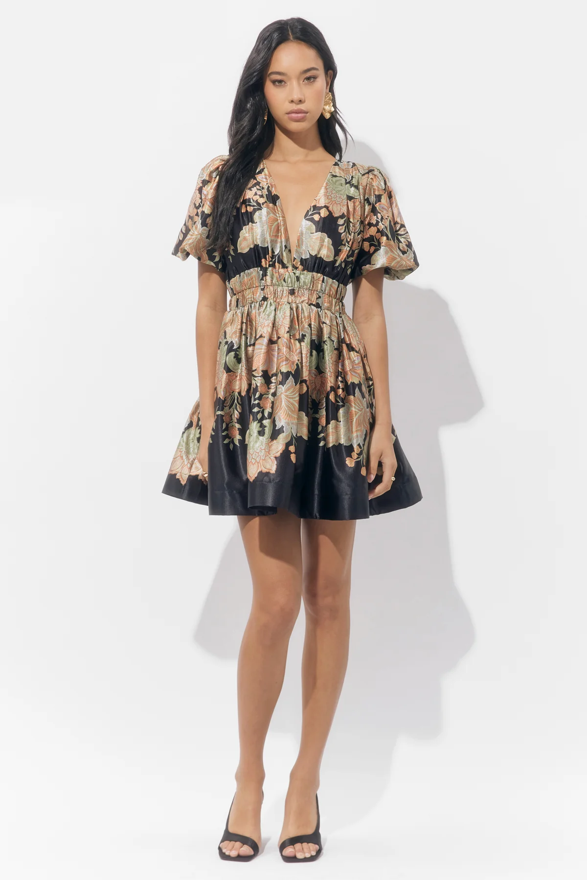 Koi Border Printed Mini Fit and Flare Dress - Image 6
