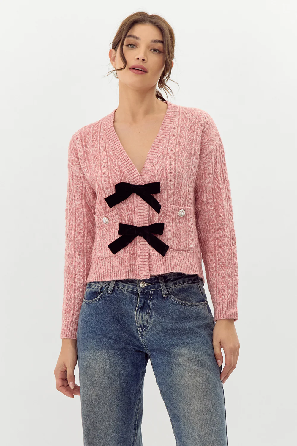 Lauren Bow Front Jeweled Cardigan - Image 4