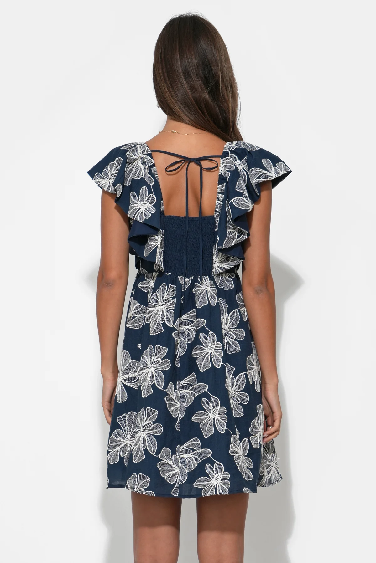 Lilah Ruffle Sleeve Embroidery Mini Dress - Image 2