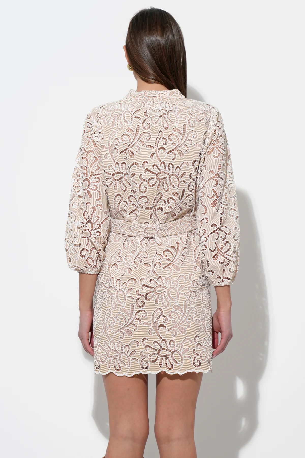 Lina Embroidered Eyelet Scalloped Belted Dress - Image 6