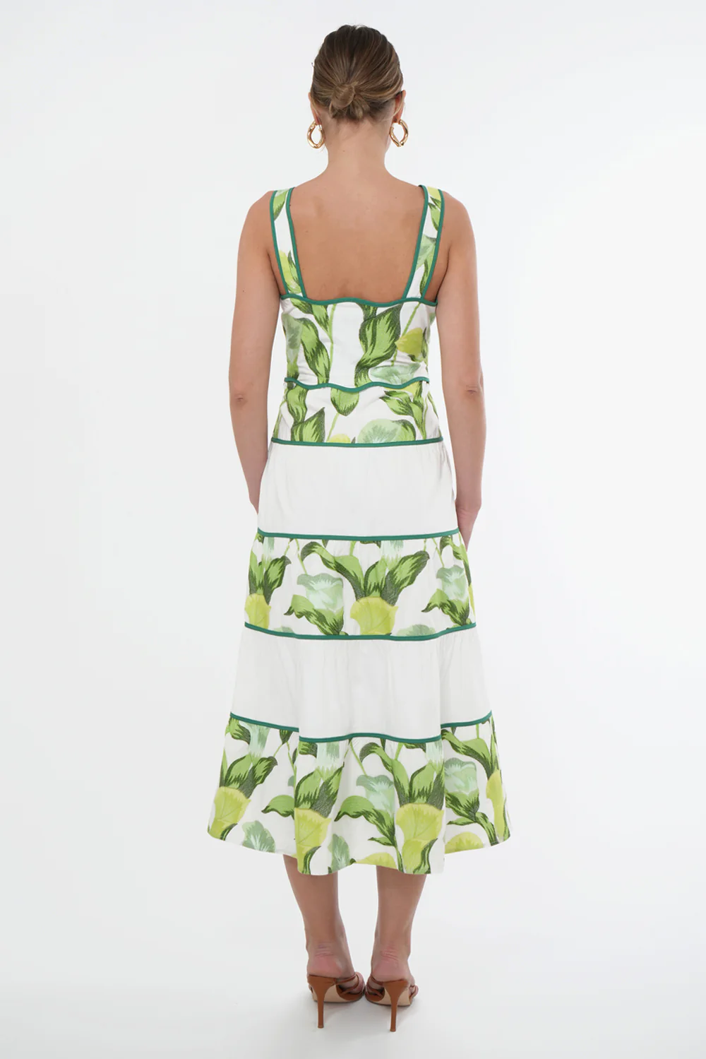 Lisha Tiered Embroidered Blocked Midi Dress - Image 5