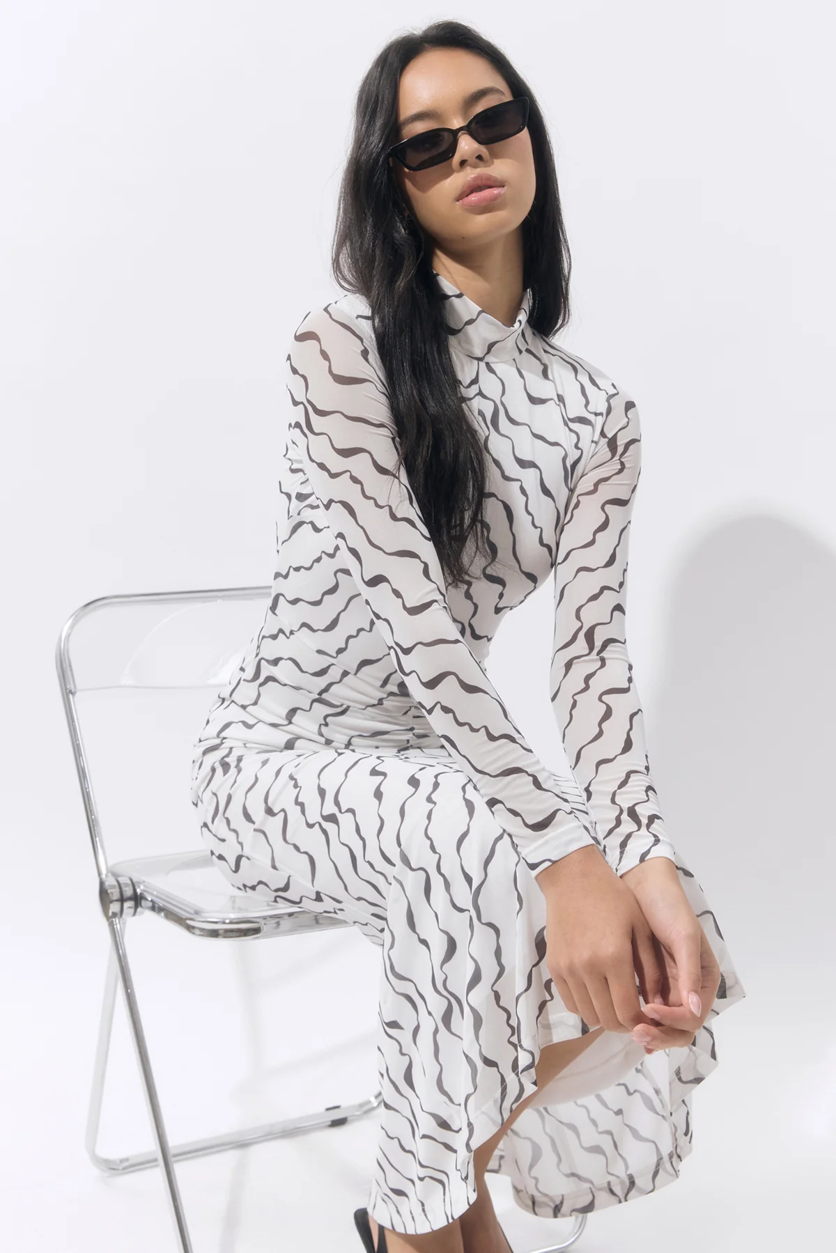 Madeline Printed Mesh Maxi Dress - Image 4