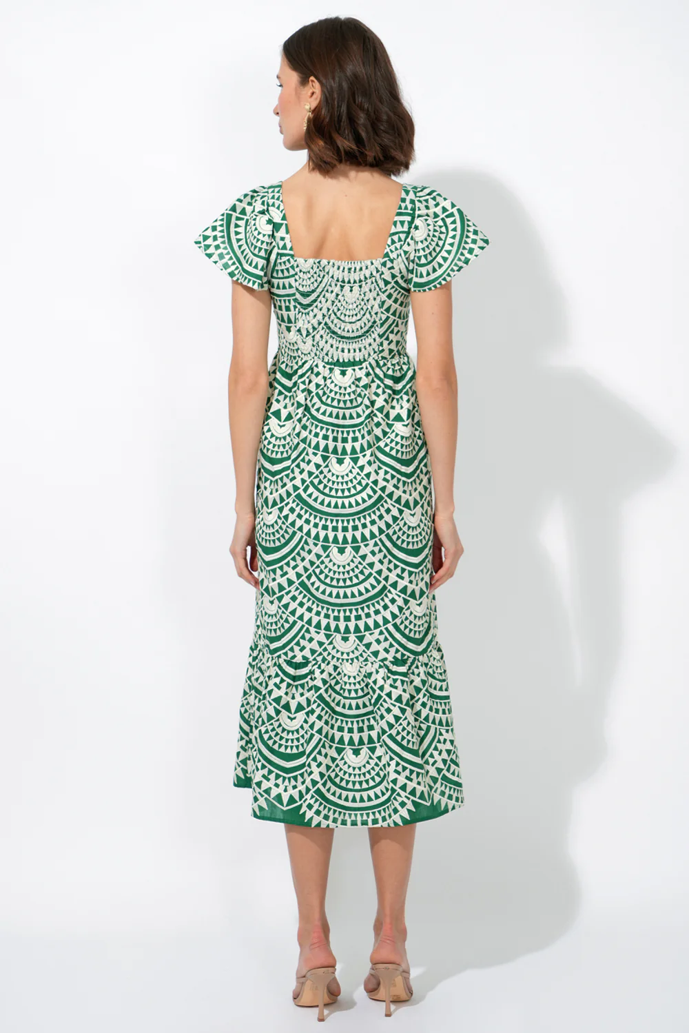 Maja Cotton Crochet Flutter Sleeve Midi Dress - Image 3