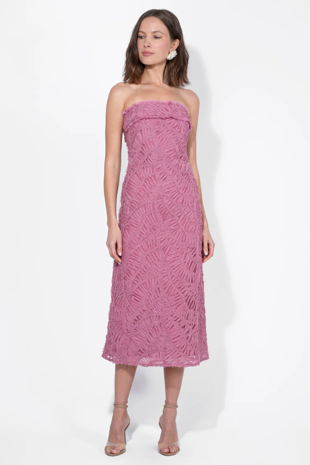 Manon 3D Lace Strapless Midi Dress - Image 3