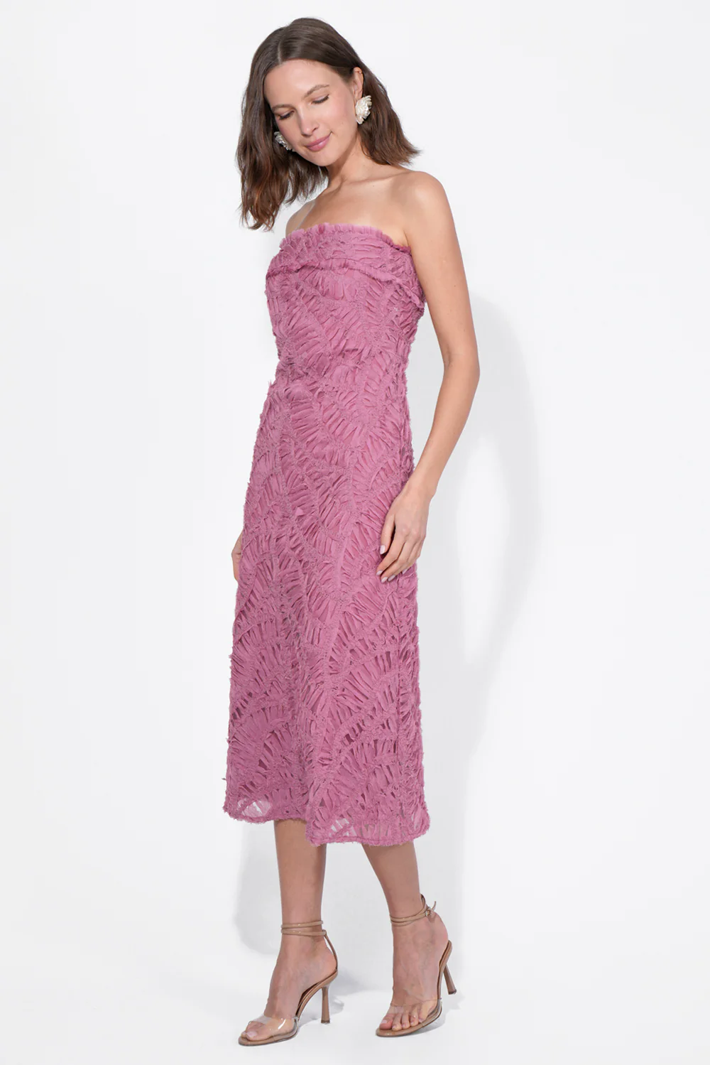 Manon 3D Lace Strapless Midi Dress - Image 5