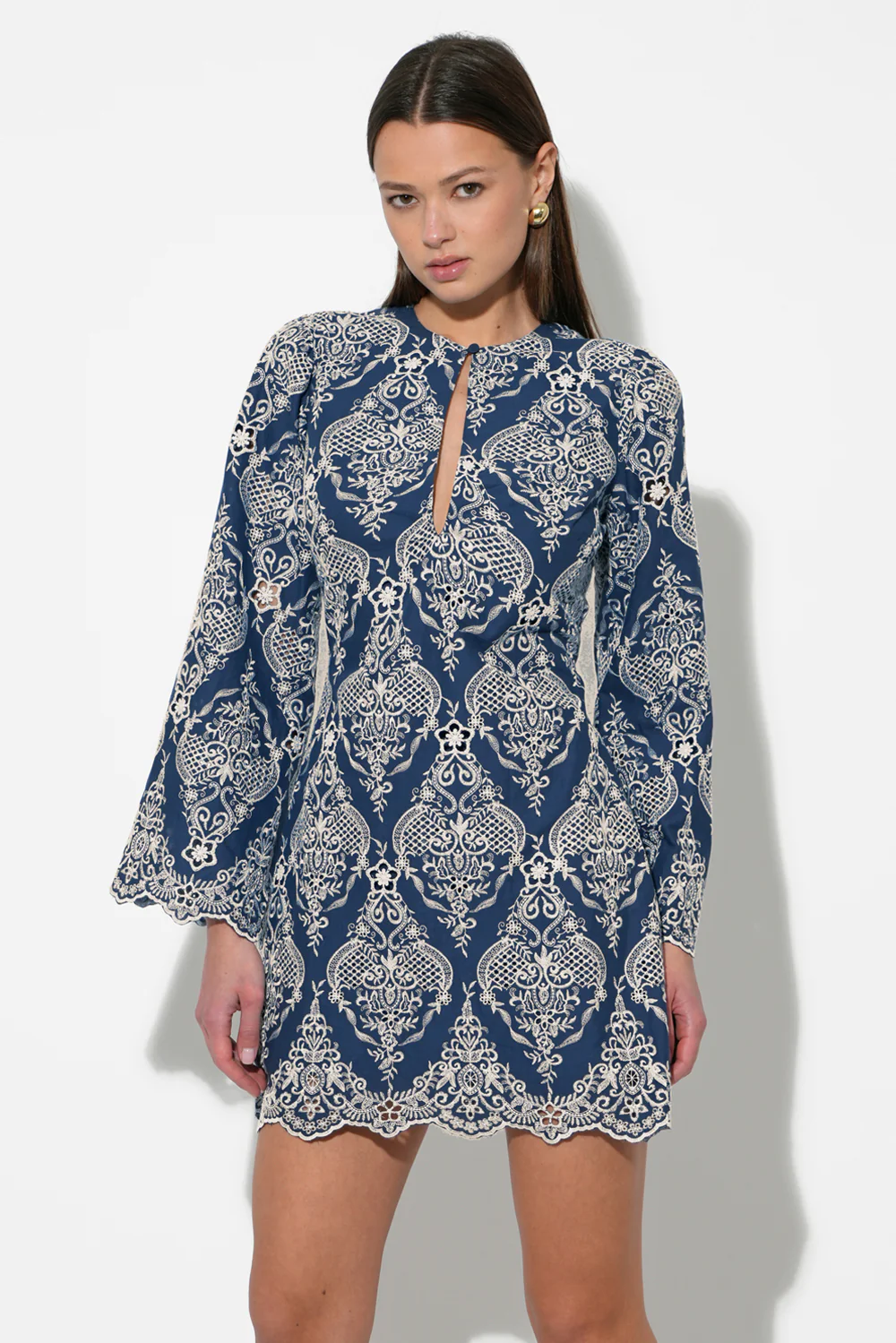 Marcie Keyhole Neckline Lace Mini Dress