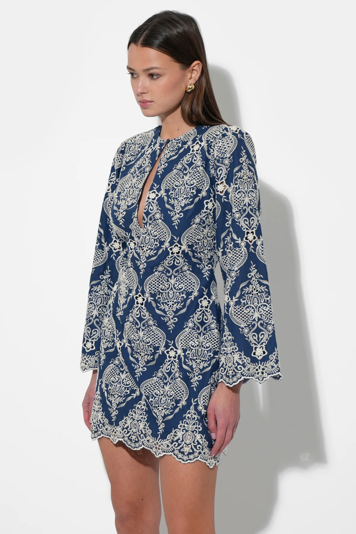 Marcie Keyhole Neckline Lace Mini Dress - Image 2