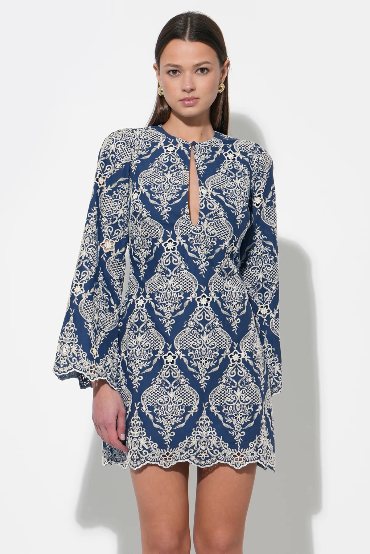Marcie Keyhole Neckline Lace Mini Dress - Image 3