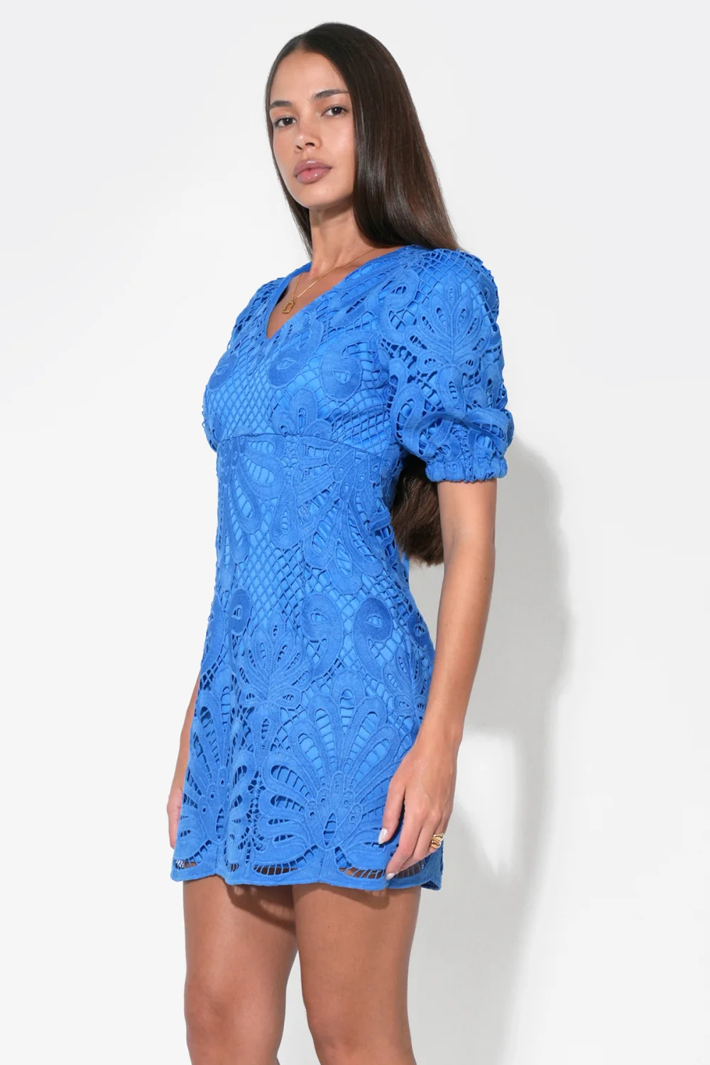 Maria Scallop Lace Mini Dress - Image 3
