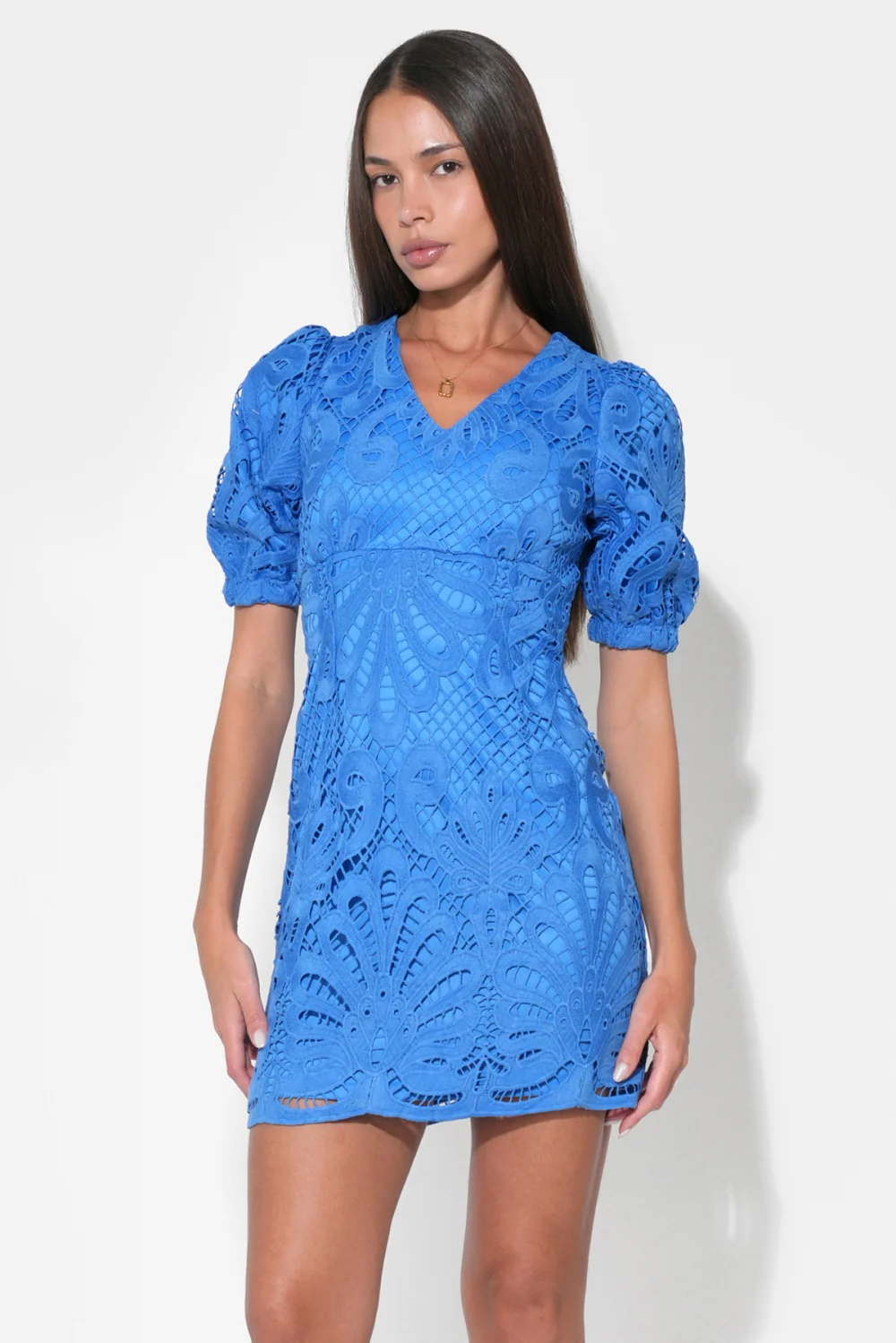 Maria Scallop Lace Mini Dress - Image 6