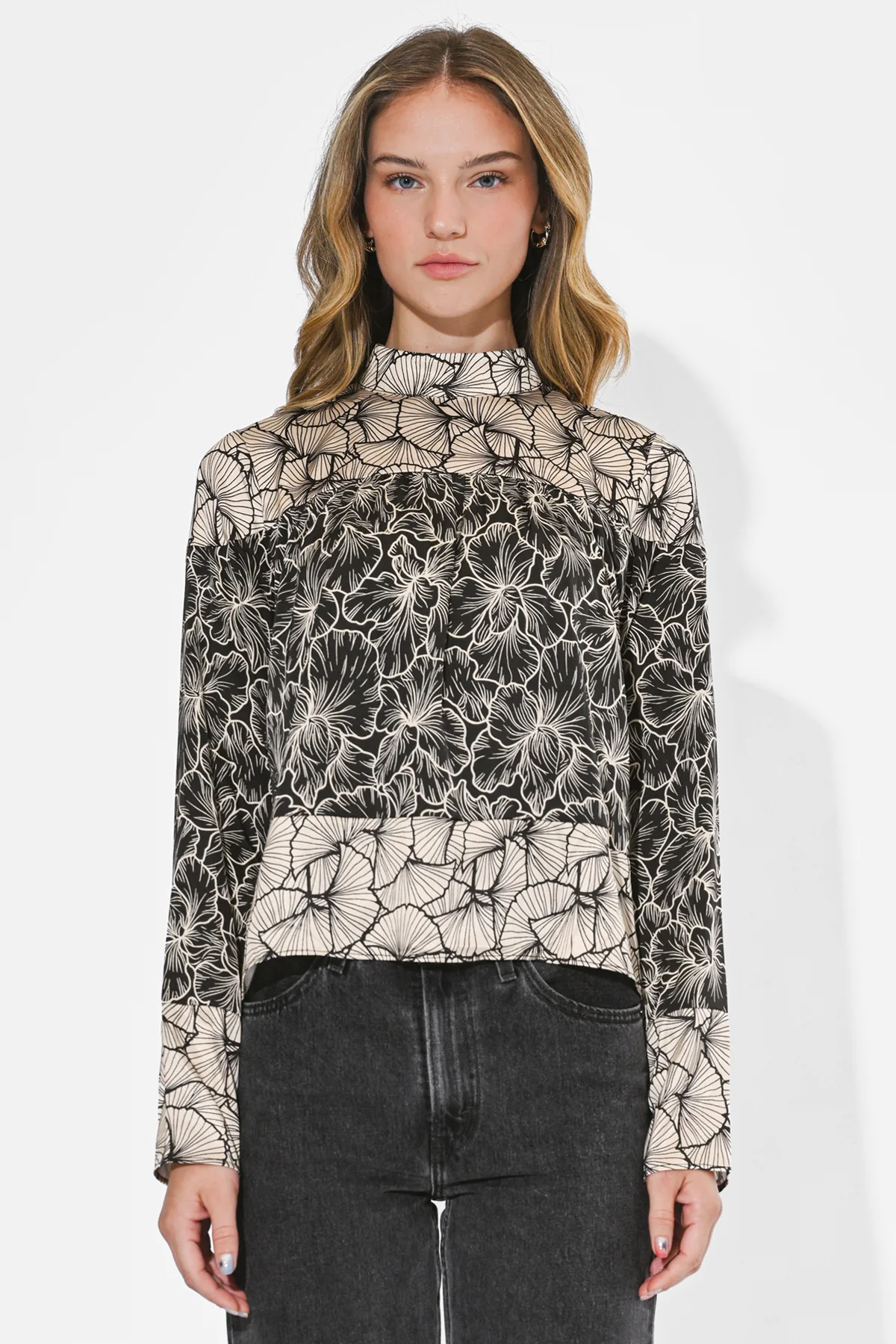 Meghan Twin Print Turtle Neck Top - Image 2