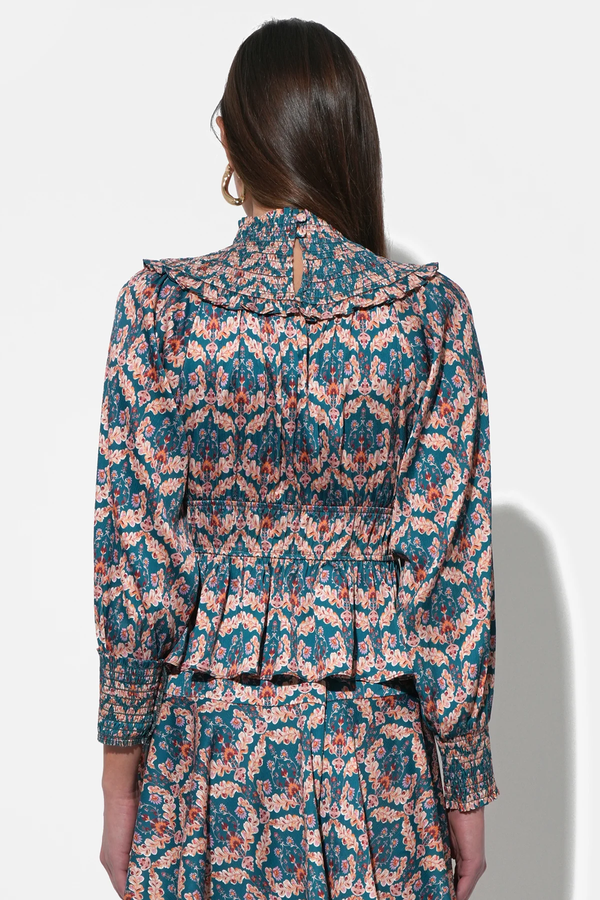Melodie Smocked Waist Mock Neck Blouse - Image 4