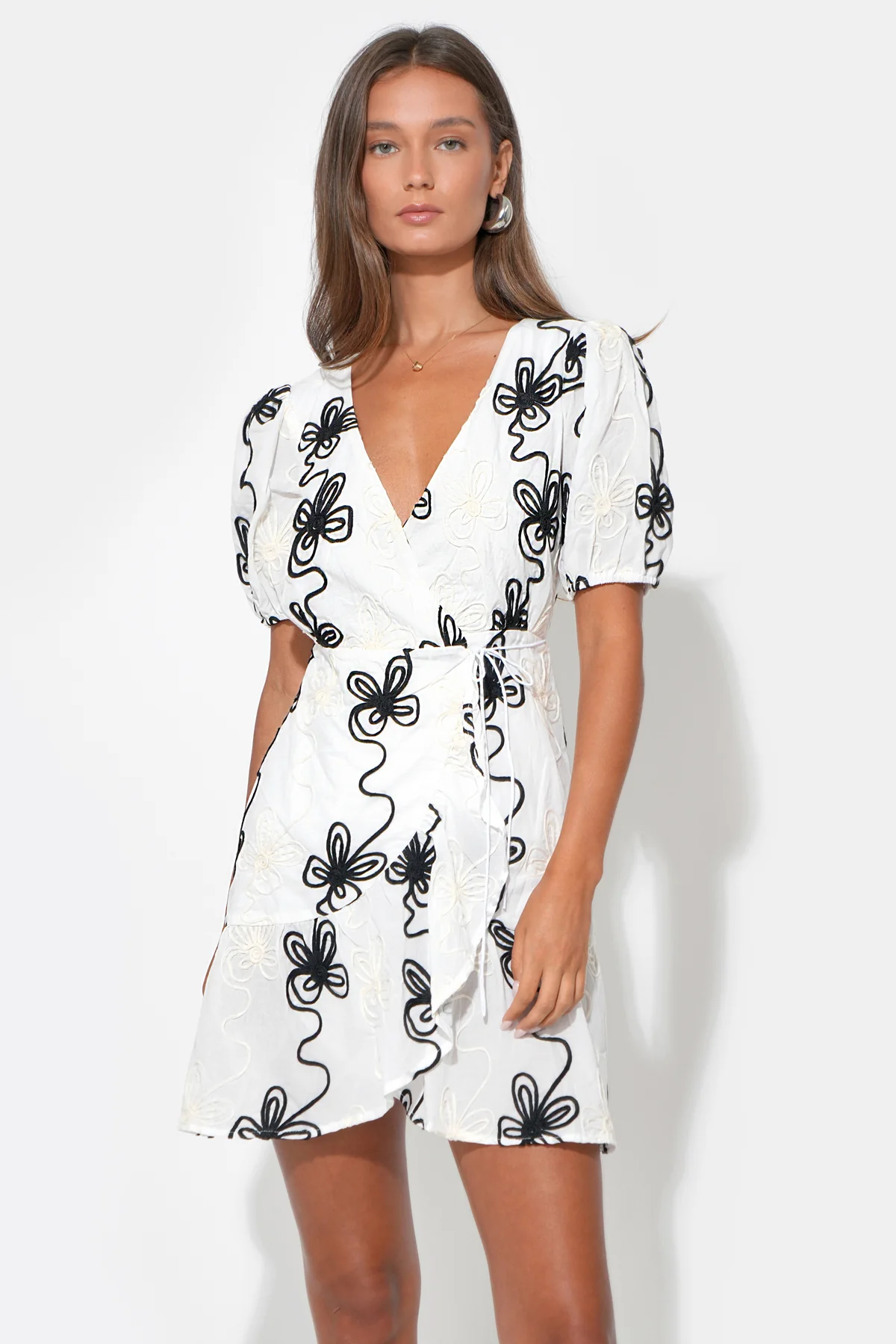 Mia Wrap Embroidery Dress