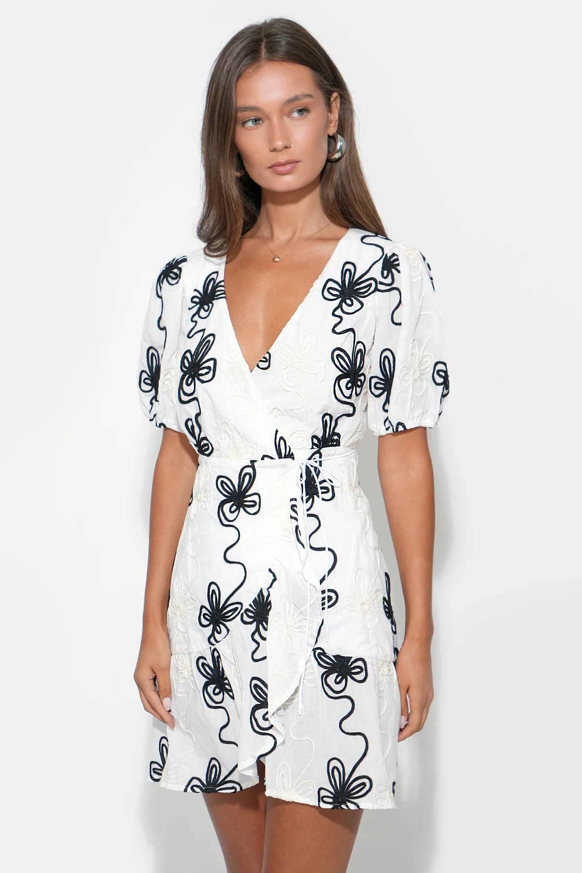 Mia Wrap Embroidery Dress - Image 3