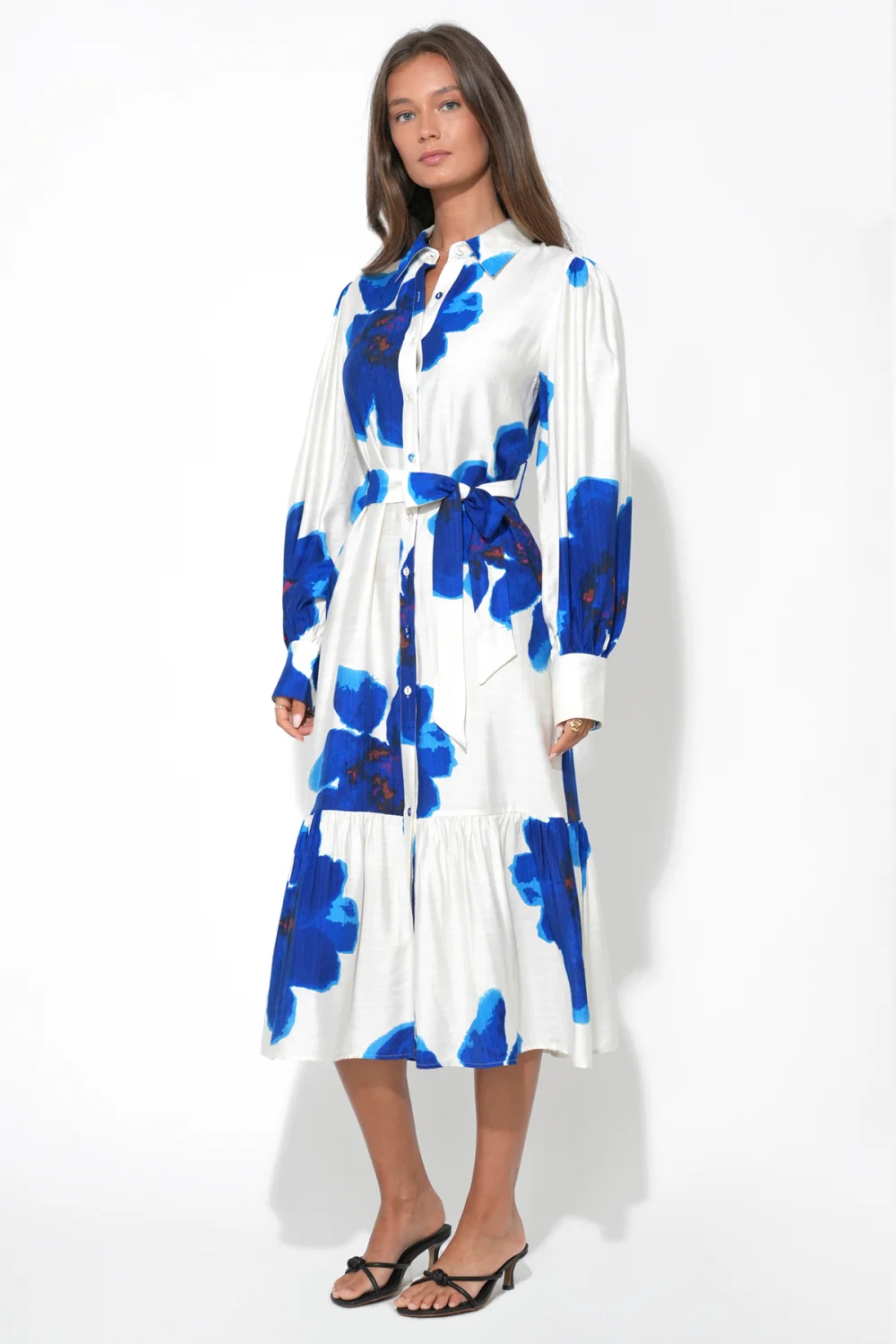 Mila Button Up Printed Floral Midi Dress - Image 2