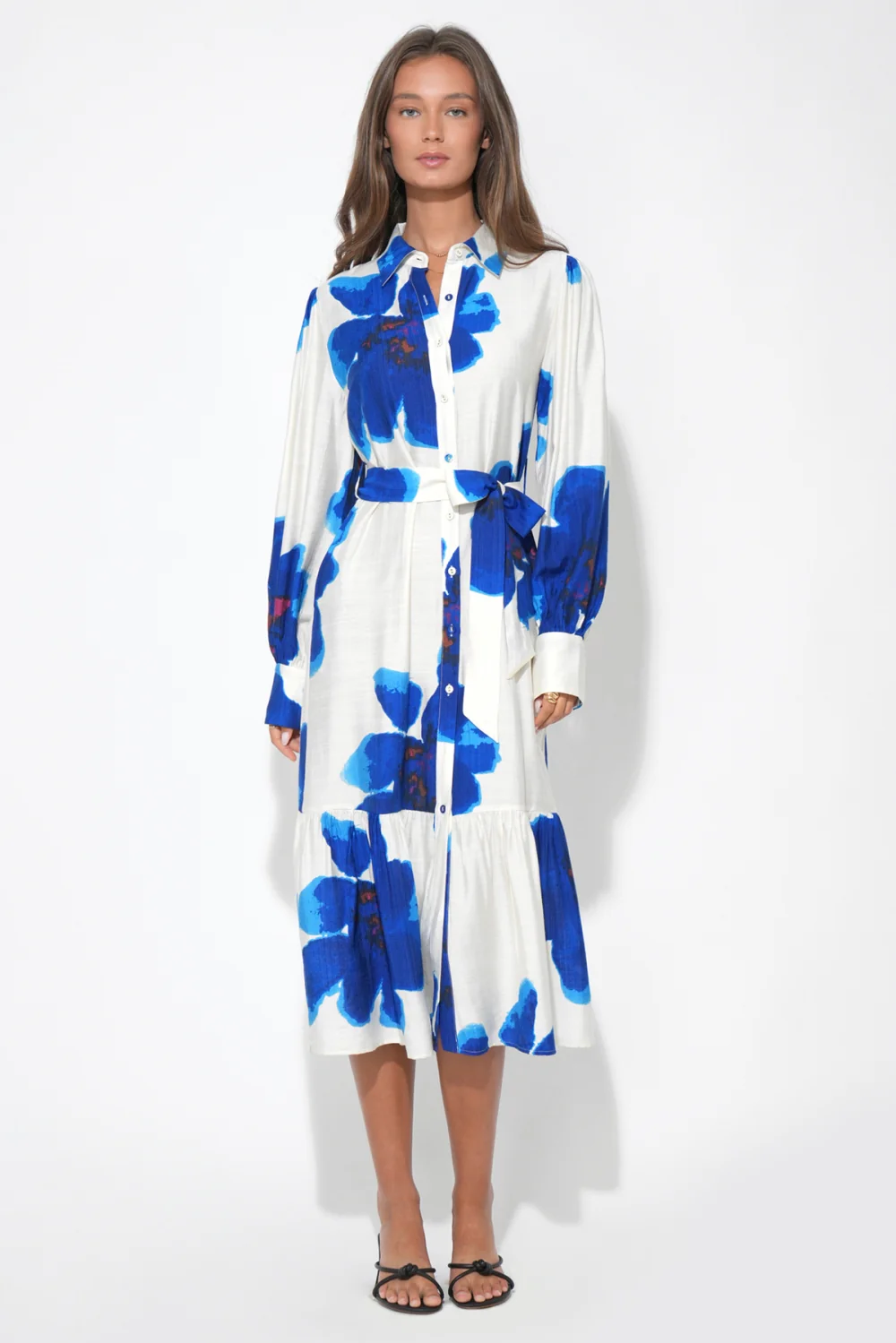 Mila Button Up Printed Floral Midi Dress - Image 4