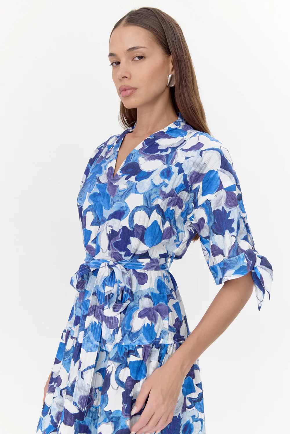 Mona Textured Drop Waist Midi Dress - Image 3