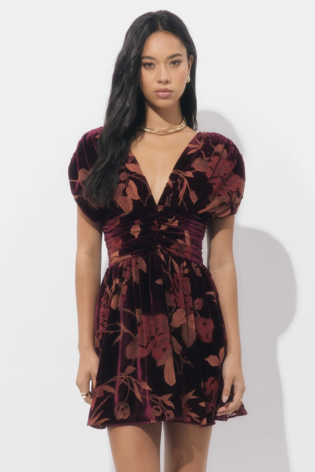 Myla Ruched Velvet Burnout Mini Dress - Image 5