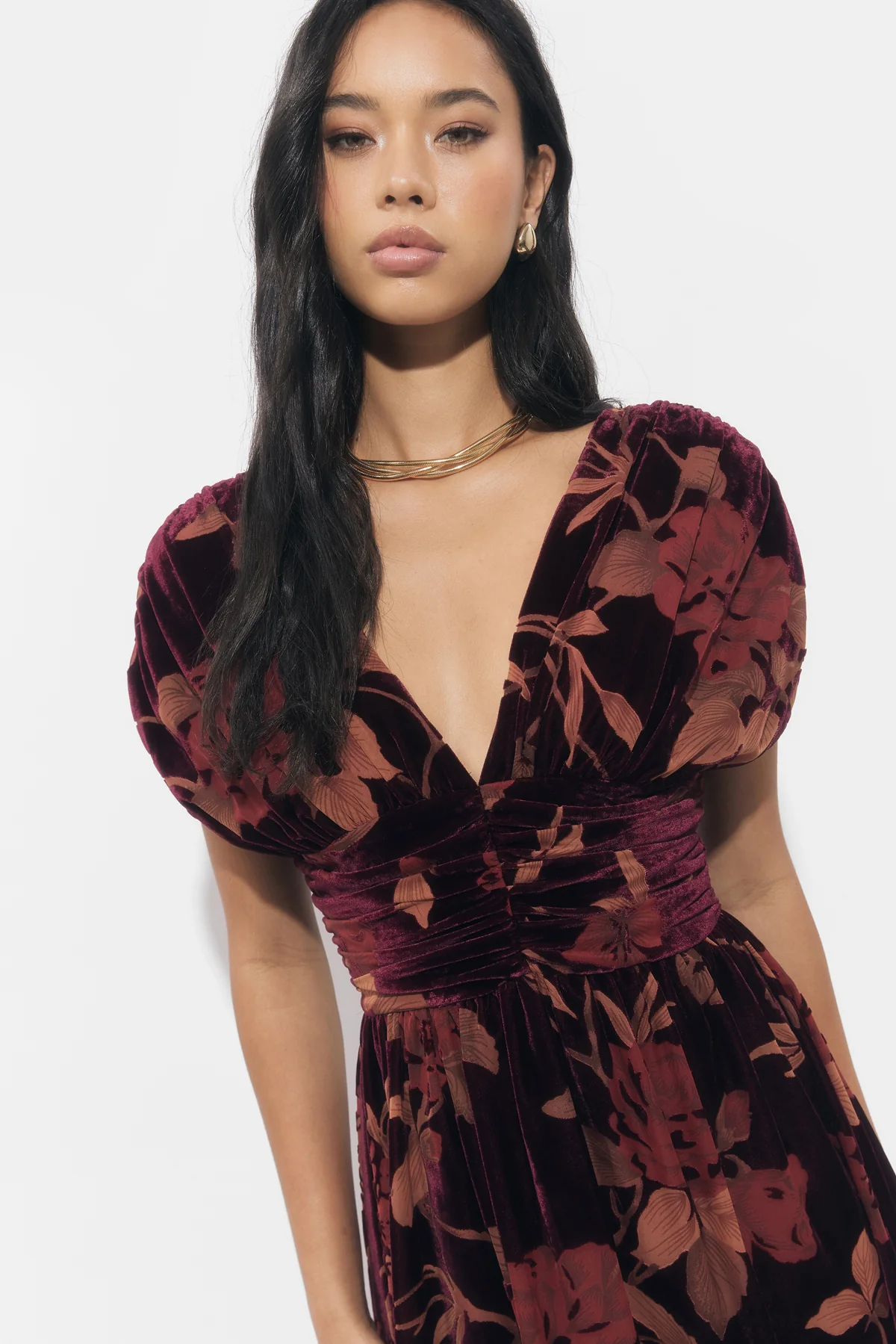 Myla Ruched Velvet Burnout Mini Dress - Image 6