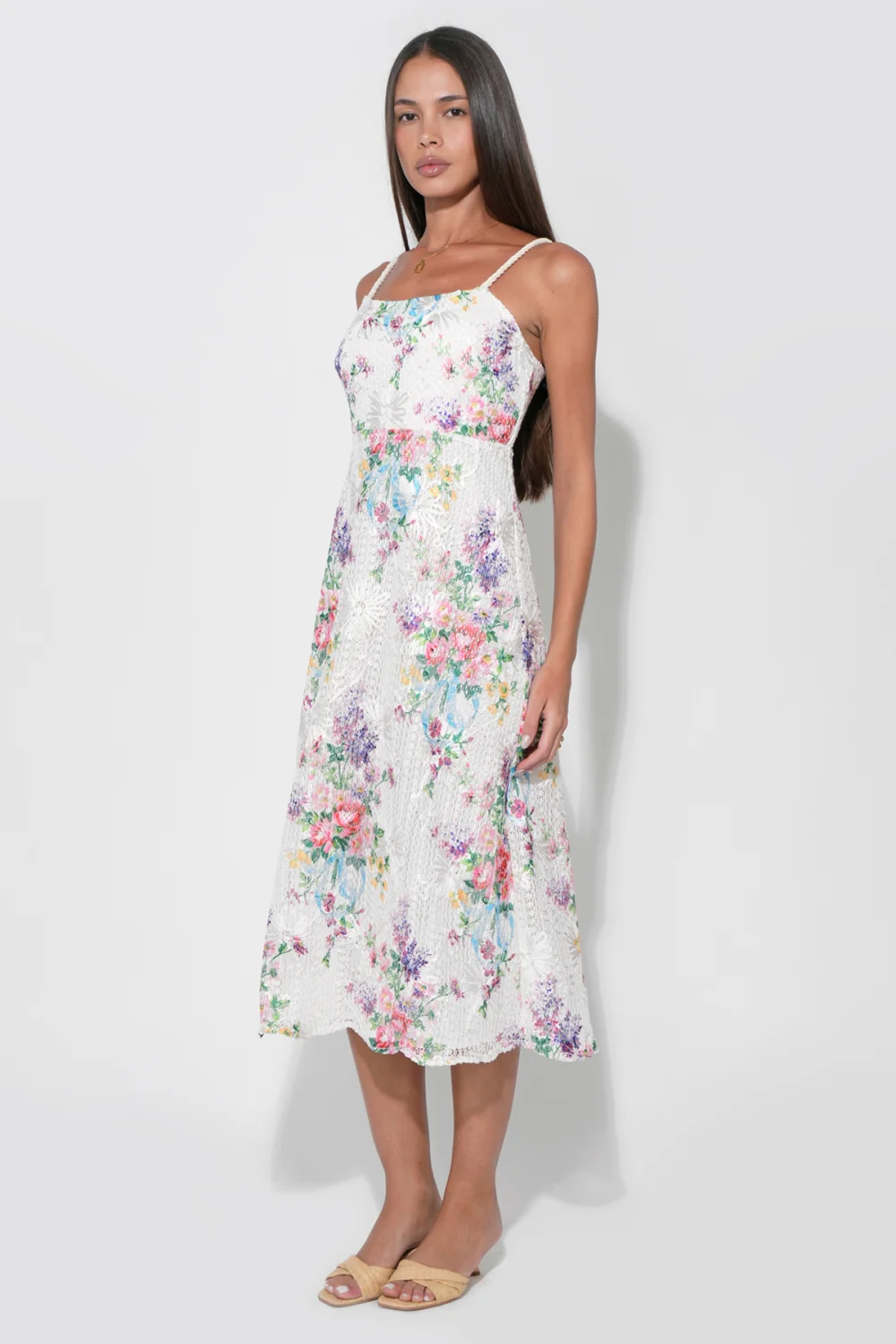 Natalia Crochet Embroidery Braided Midi Dress - Image 3