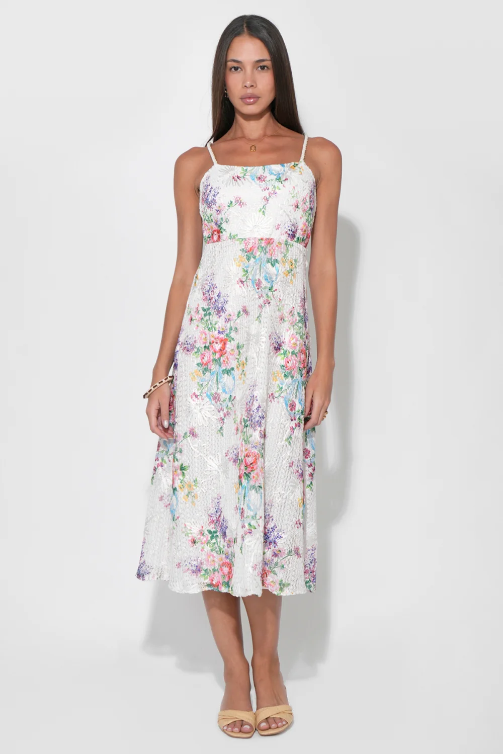 Natalia Crochet Embroidery Braided Midi Dress - Image 4