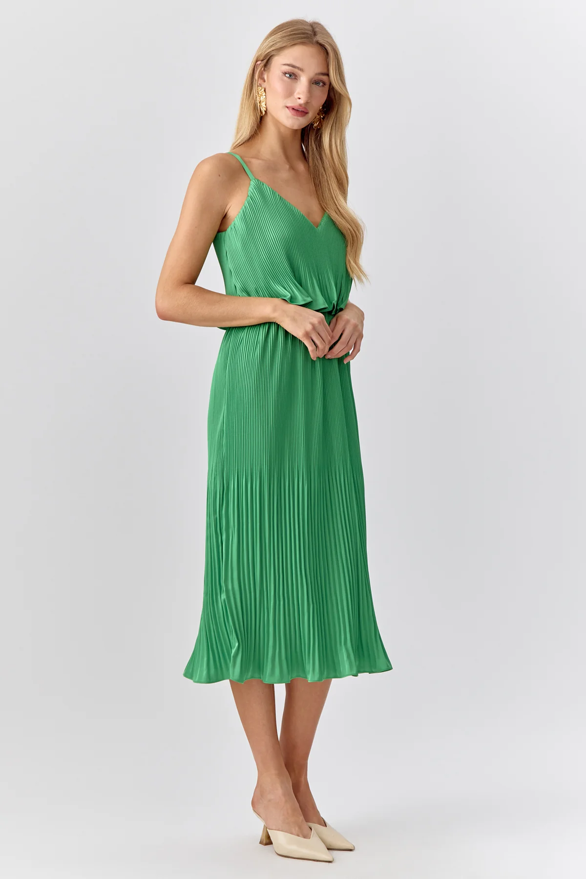 Nayla Overlay Pleated Midi Dress