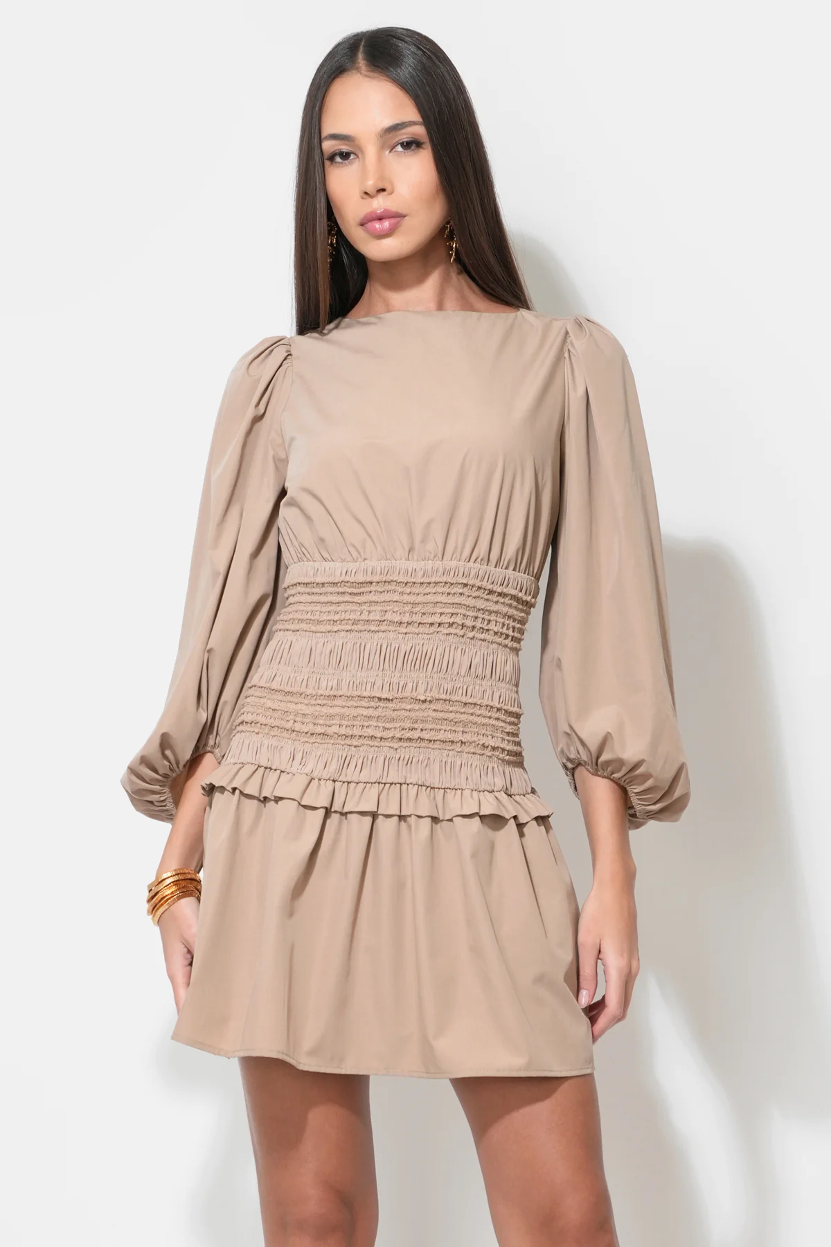 Nola Long Sleeve Smocked Mini Dress