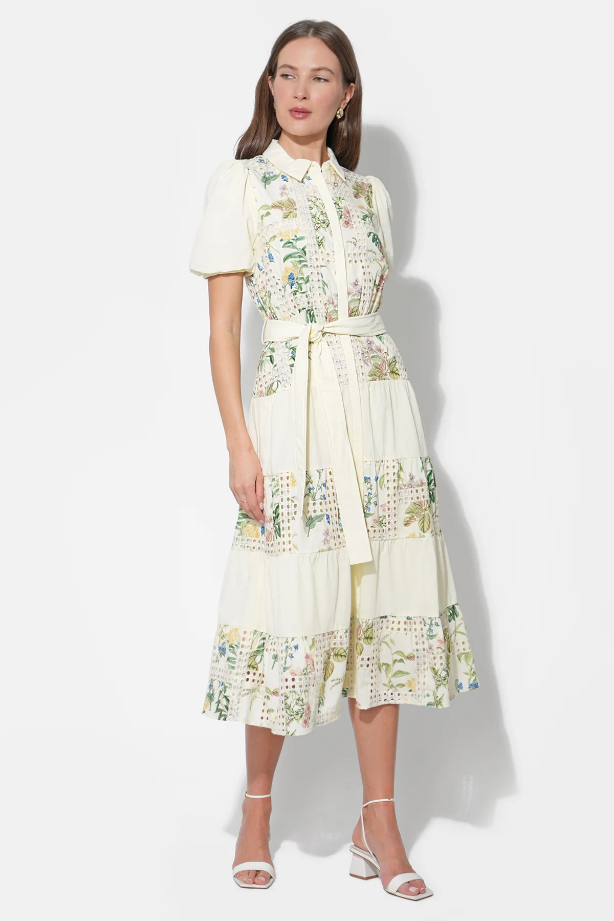 Octavia Embroidery Eyelet Tiered Midi Dress - Image 2