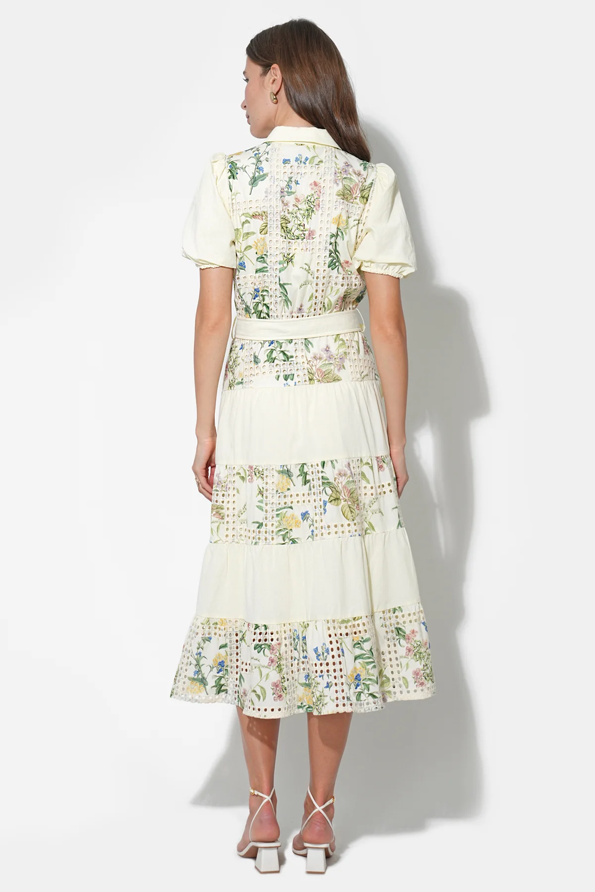 Octavia Embroidery Eyelet Tiered Midi Dress - Image 3