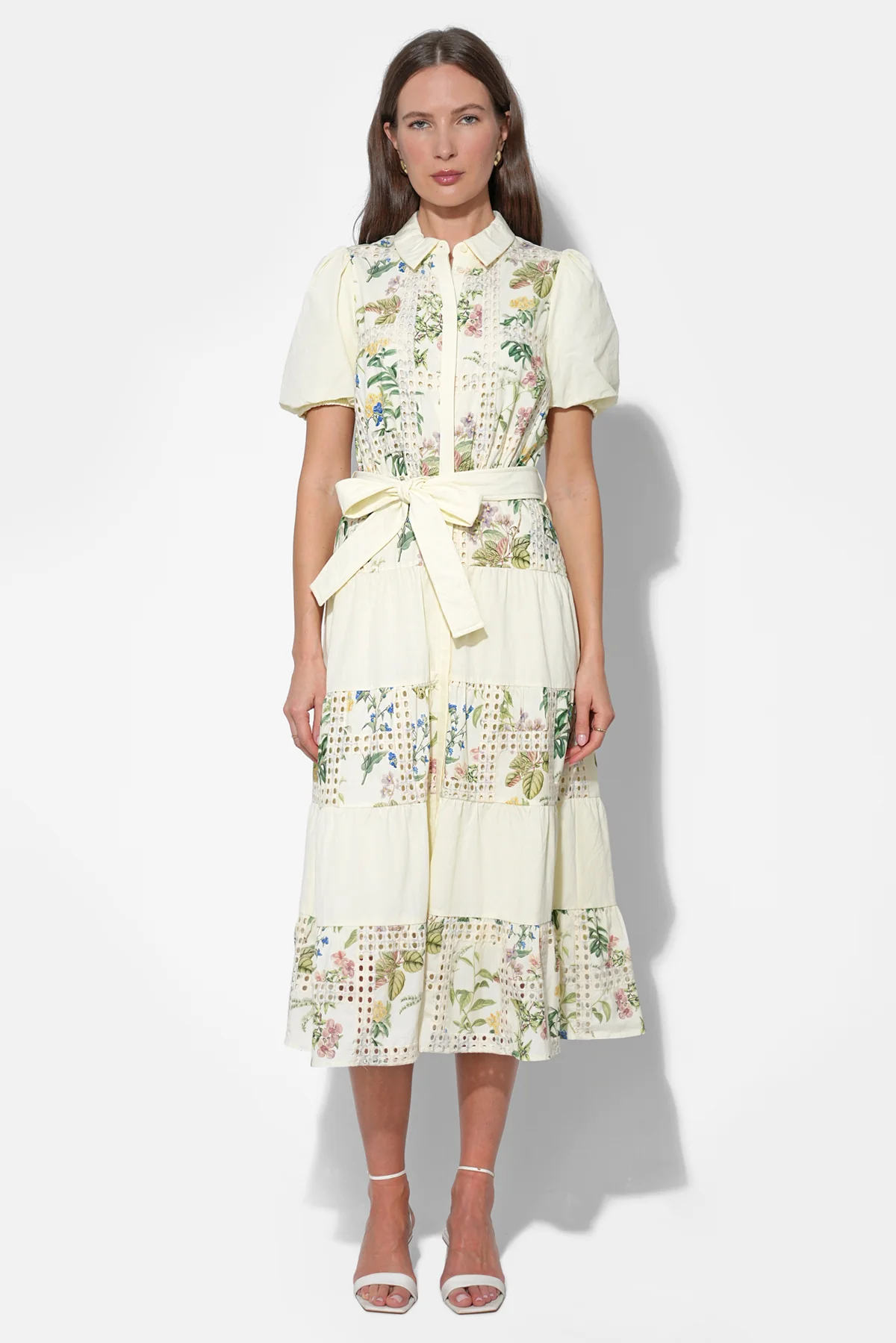 Octavia Embroidery Eyelet Tiered Midi Dress - Image 4