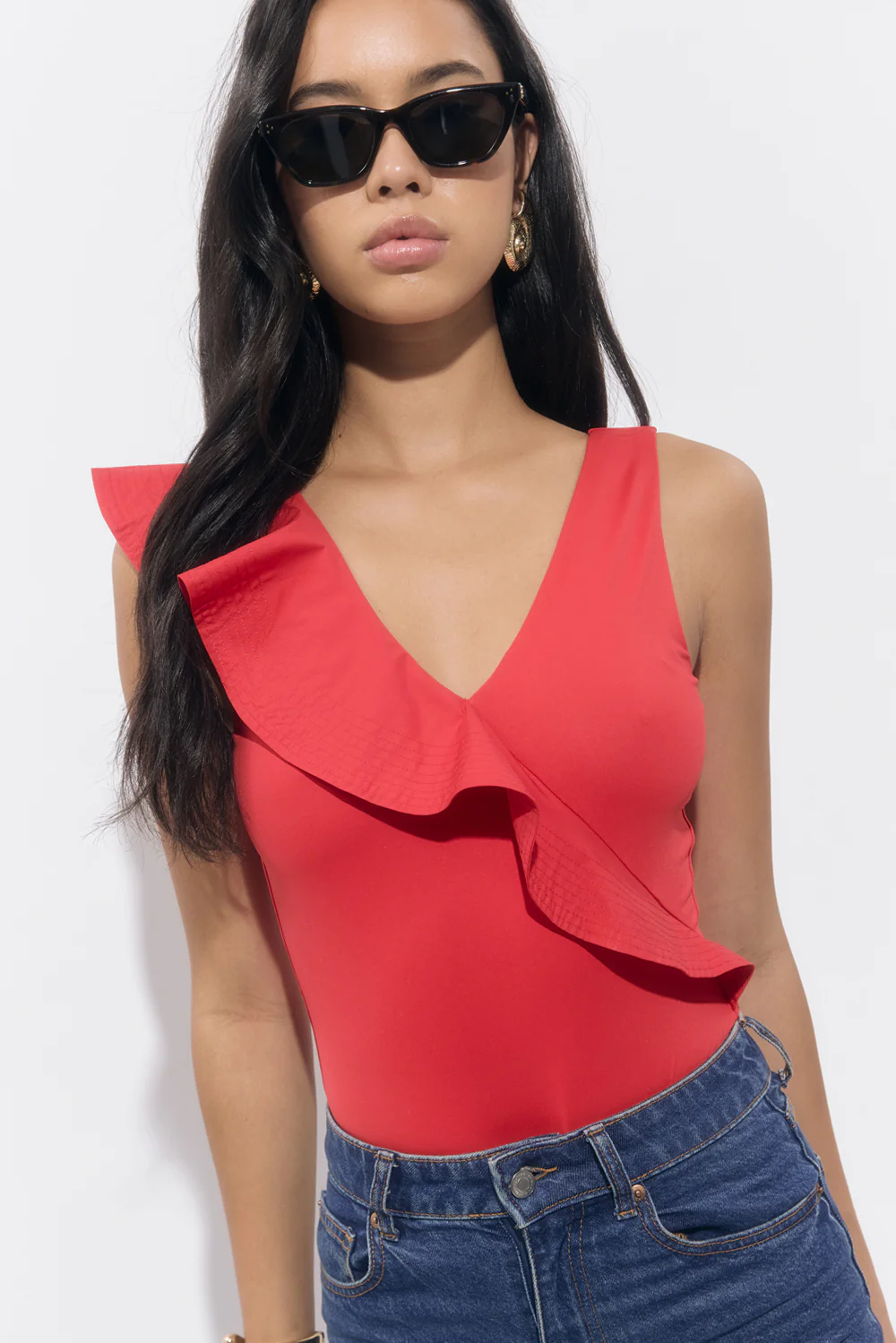 Palmas Asymmetrical Ruffle Bodysuit - Image 3