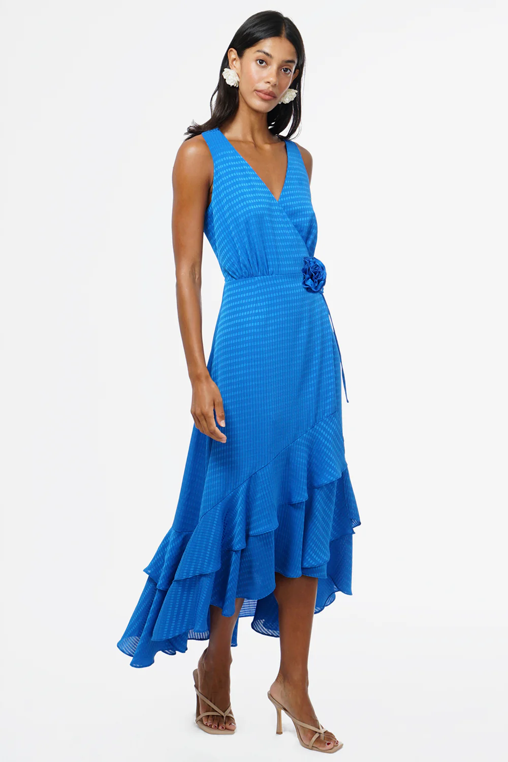 Patricia Textured Rosette Wrap Midi Dress - Image 2