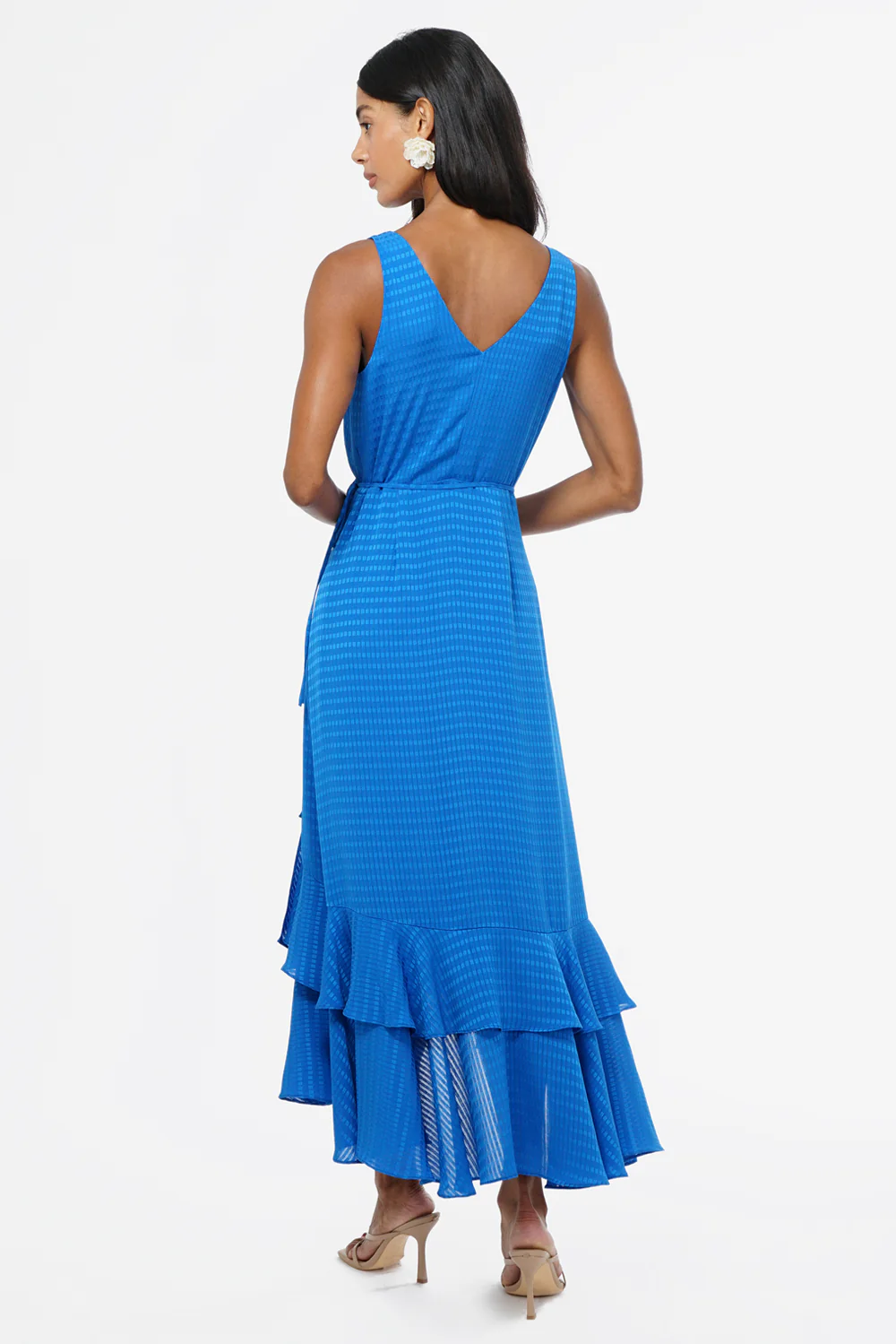 Patricia Textured Rosette Wrap Midi Dress - Image 3