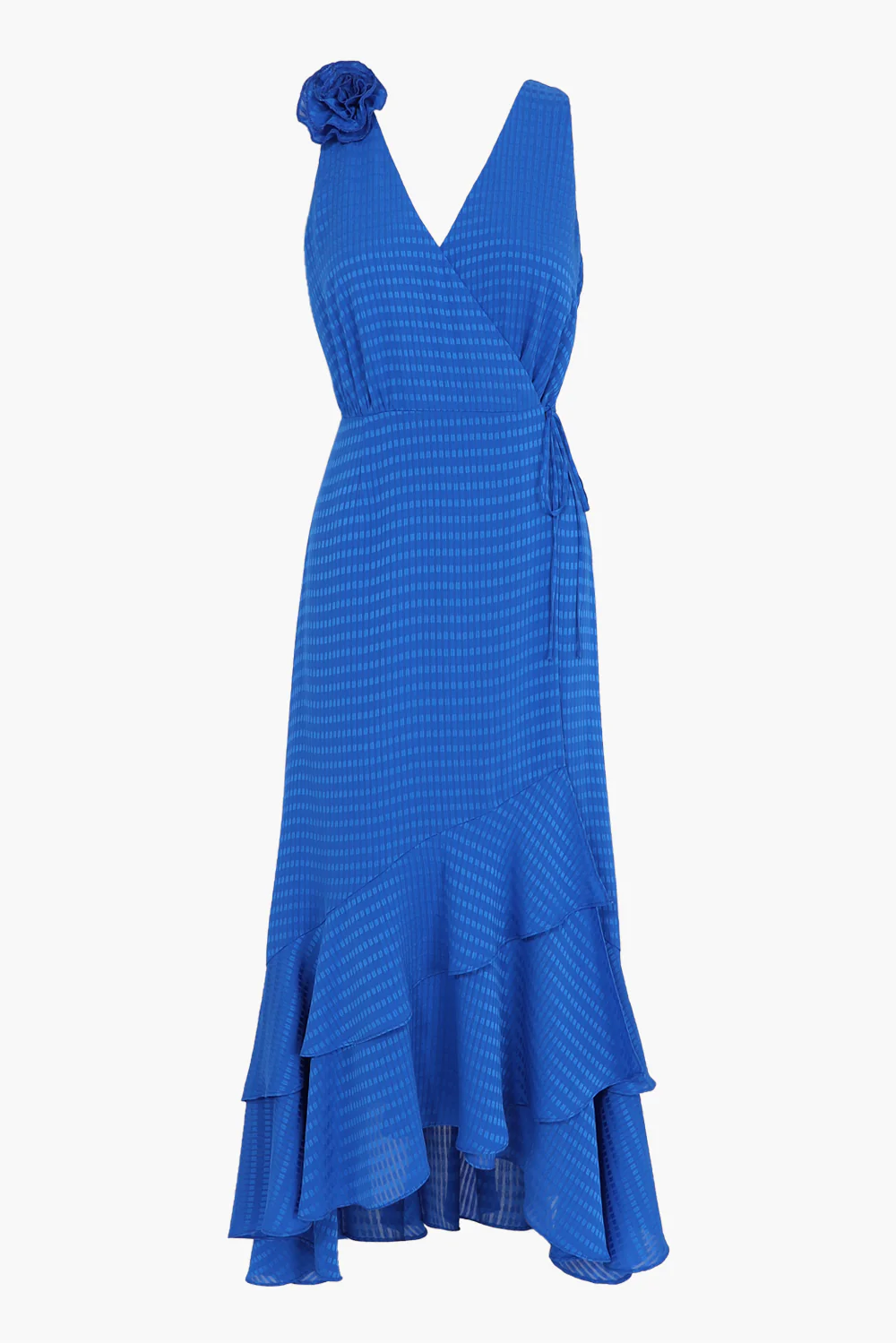 Patricia Textured Rosette Wrap Midi Dress - Image 4