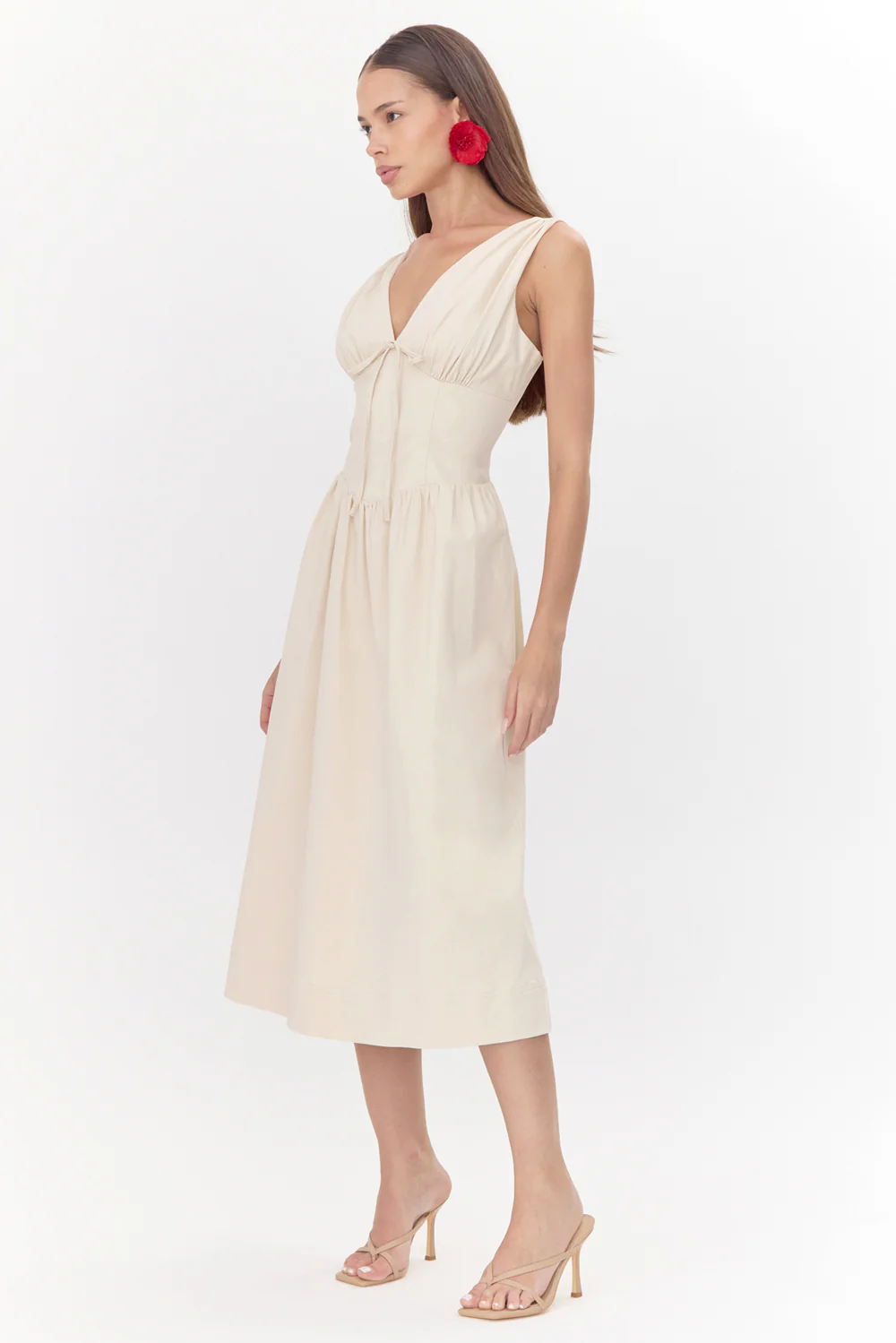 Penelope Faux Corset Midi Dress - Image 3