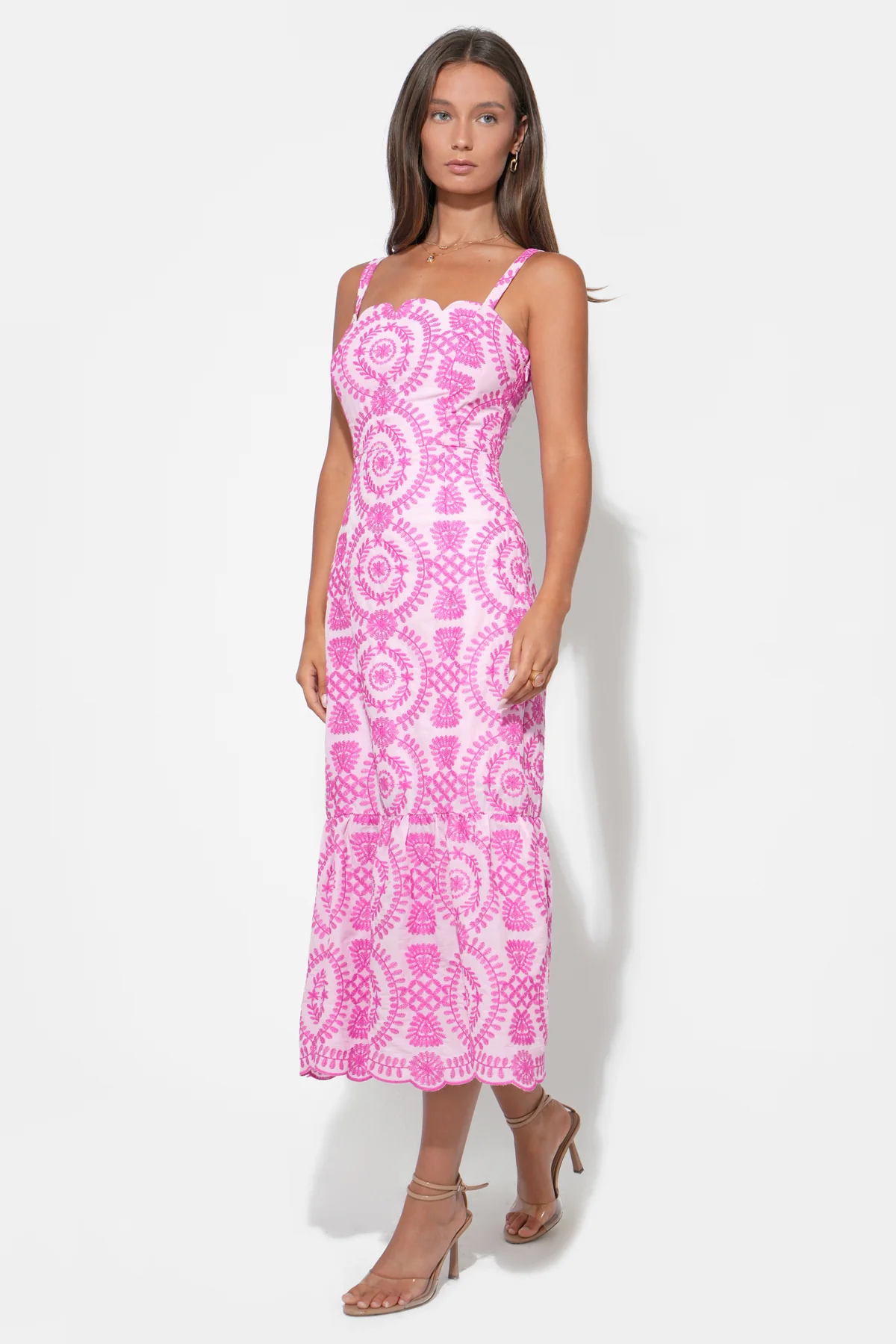 Raelynn Lace Up Tie Back Embroidery Dress - Image 3