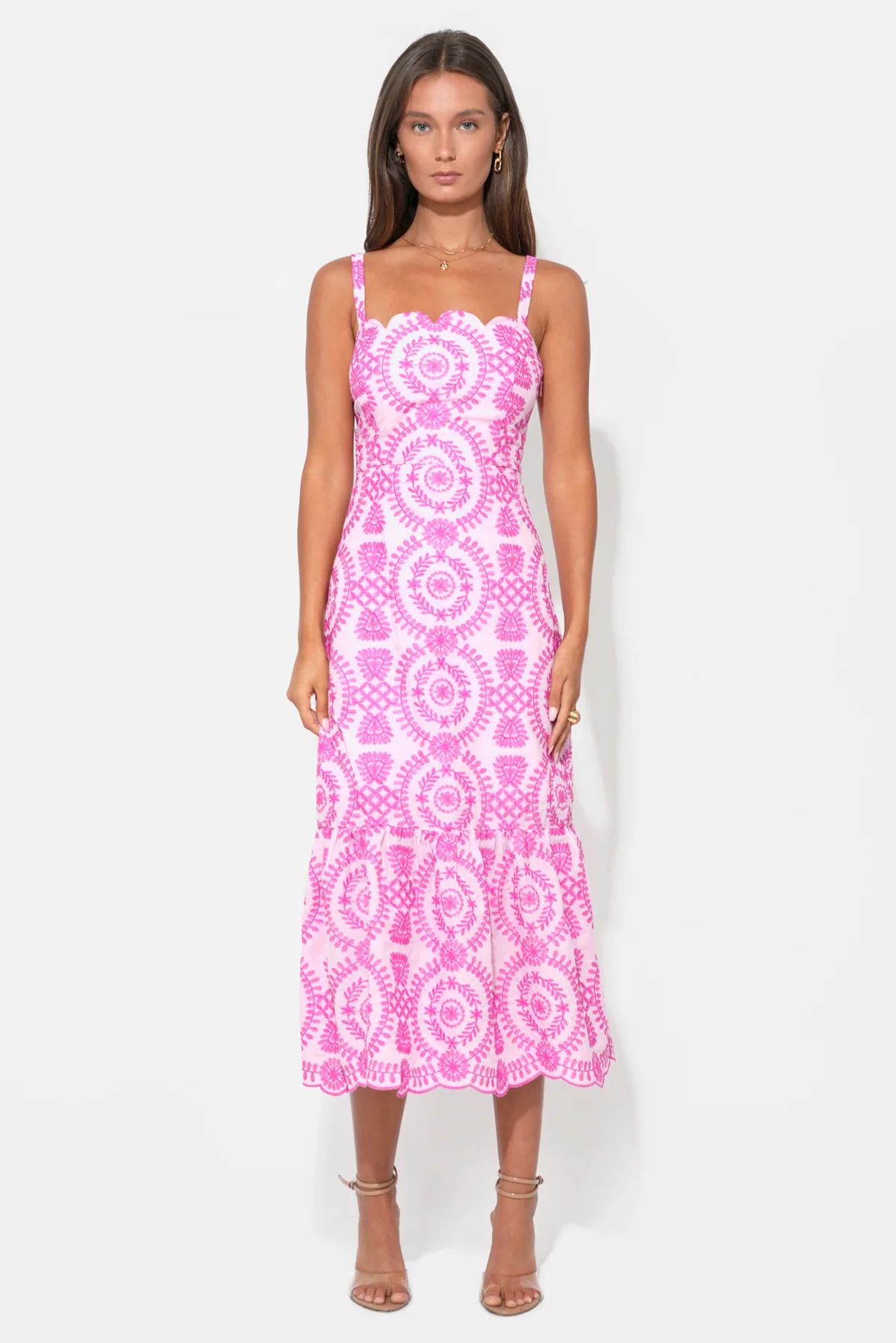 Raelynn Lace Up Tie Back Embroidery Dress - Image 4