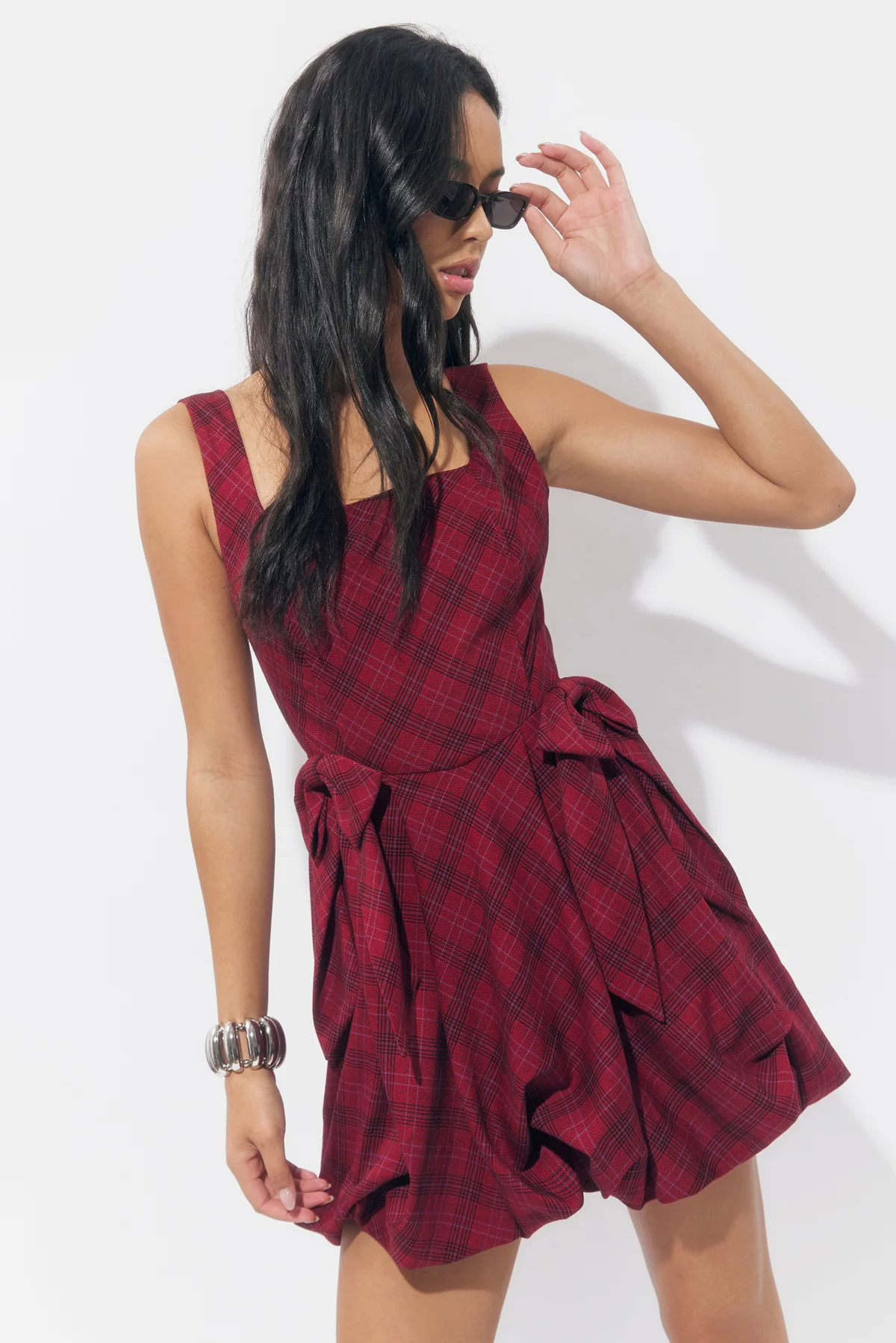 Ranata Plaid Bubble Mini Dress - Image 2