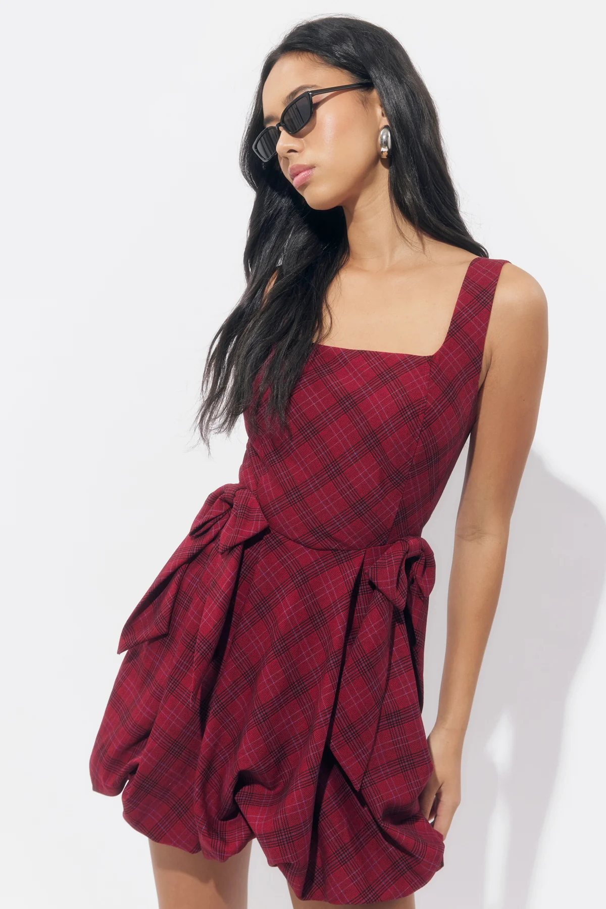 Ranata Plaid Bubble Mini Dress - Image 3