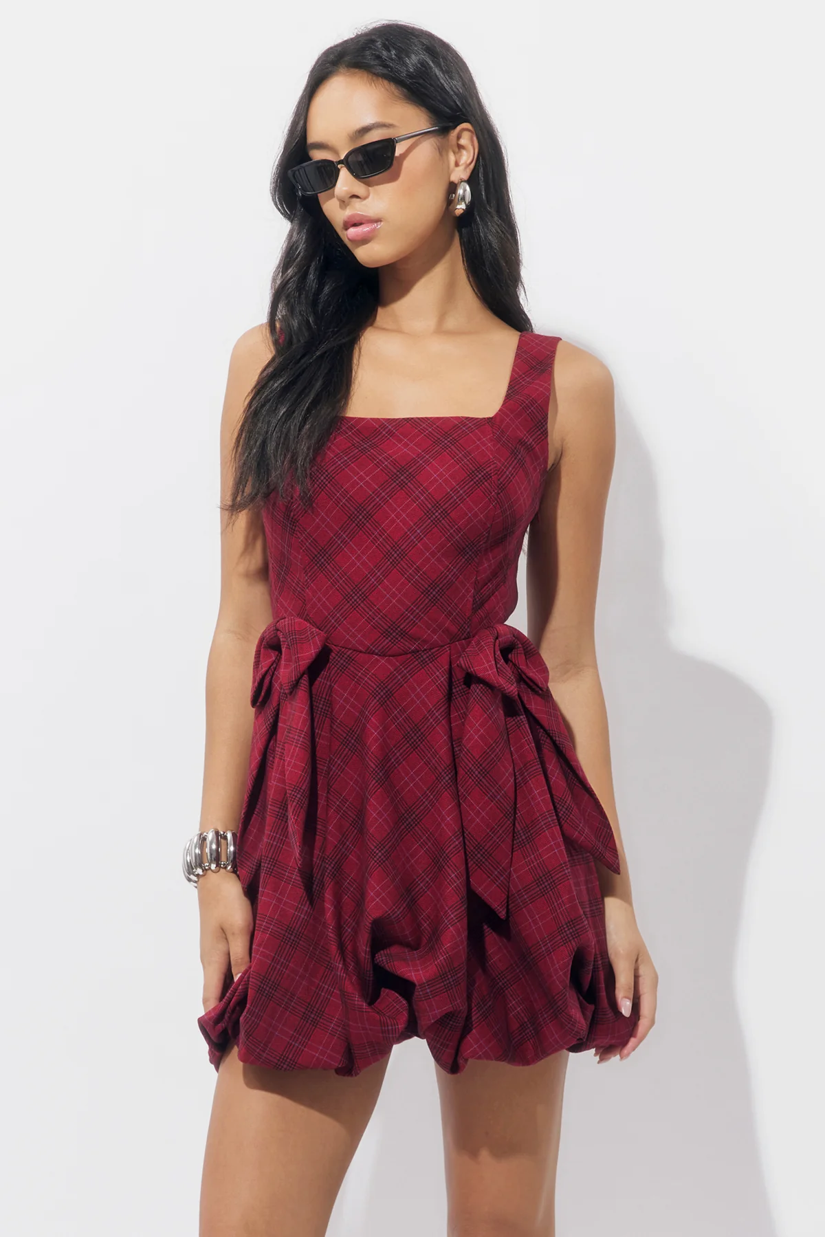Ranata Plaid Bubble Mini Dress - Image 4